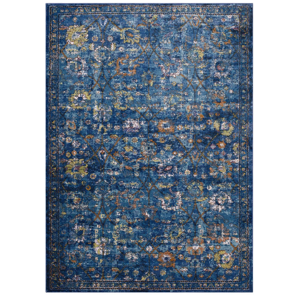 Minu Distressed Floral Lattice 5x8 Area Rug by Modway
