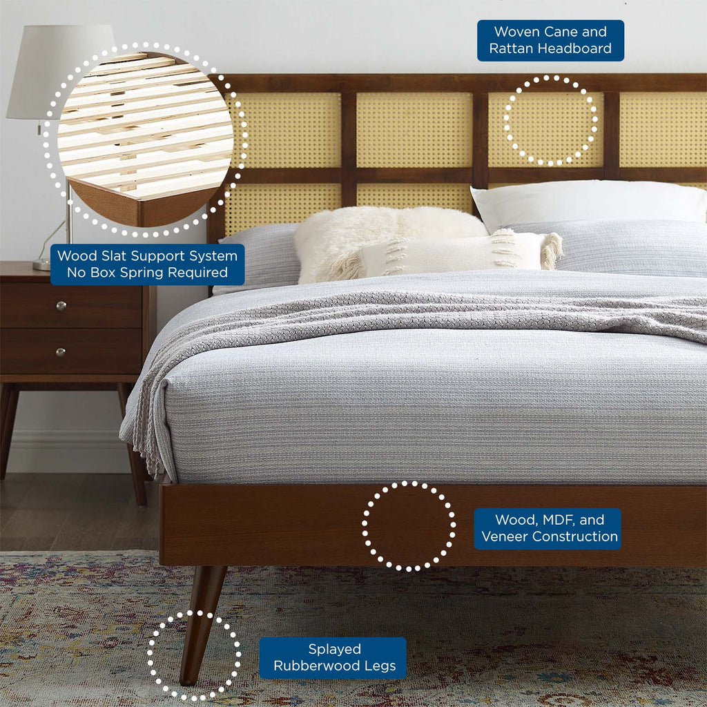Sidney Cane and Wood Full Platform Bed With Splayed Legs by Modway