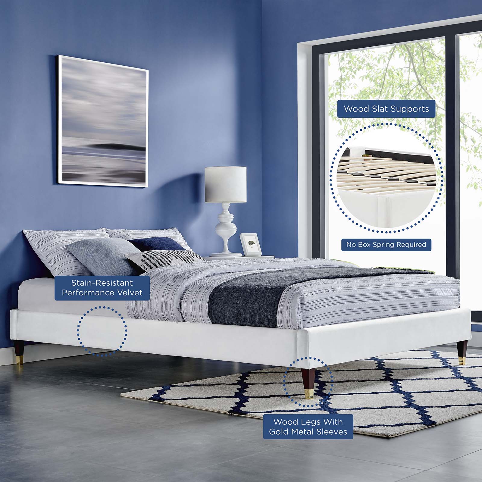 Harlow Performance Velvet Full Platform Bed Frame by Modway