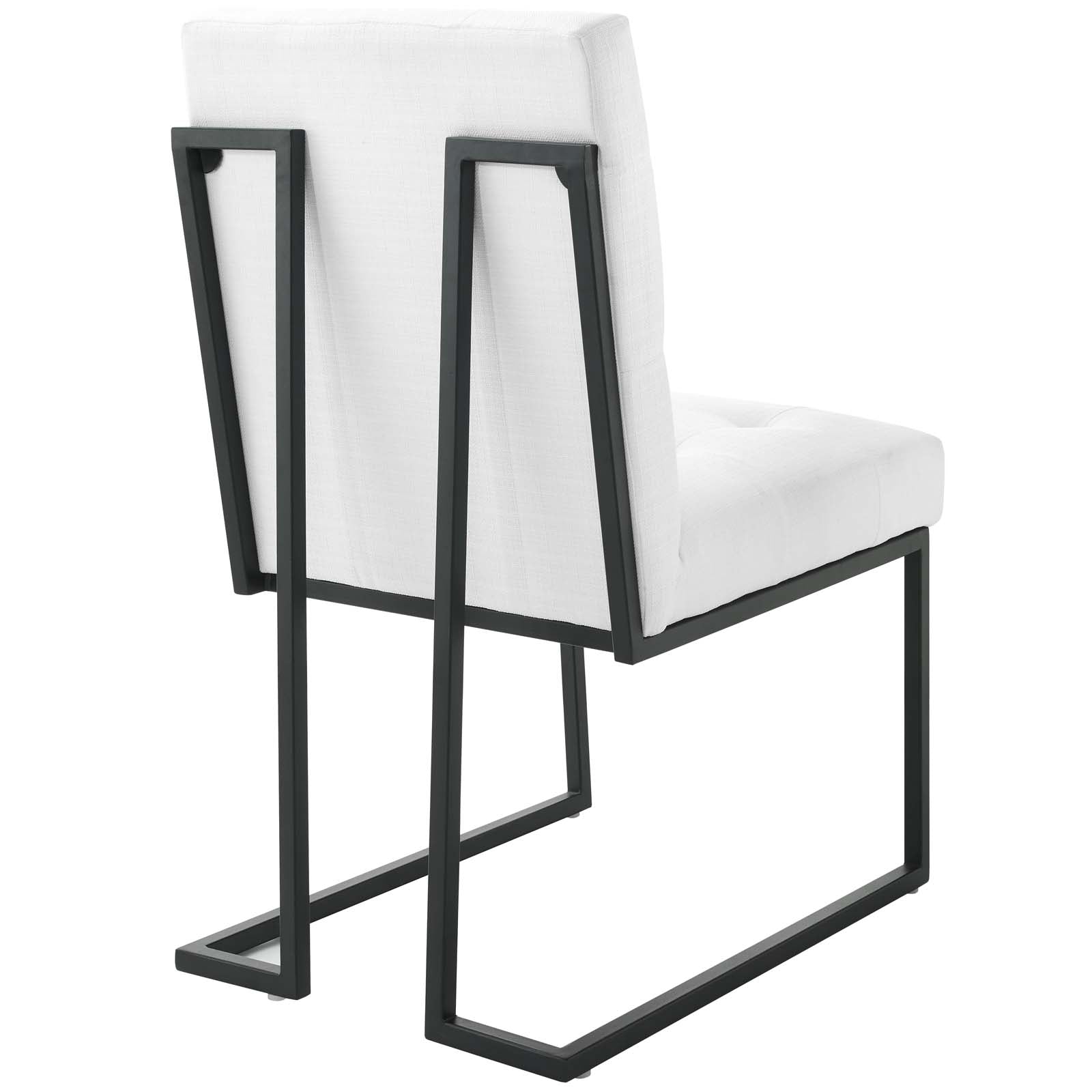Privy Black Stainless Steel Upholstered Fabric Dining Chair Set of 2 by Modway