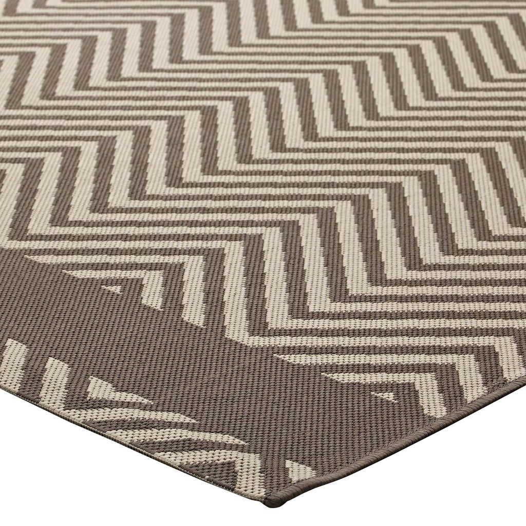 Optica Chevron With End Borders Indoor and Outdoor 8x10 Area Rug by Modway