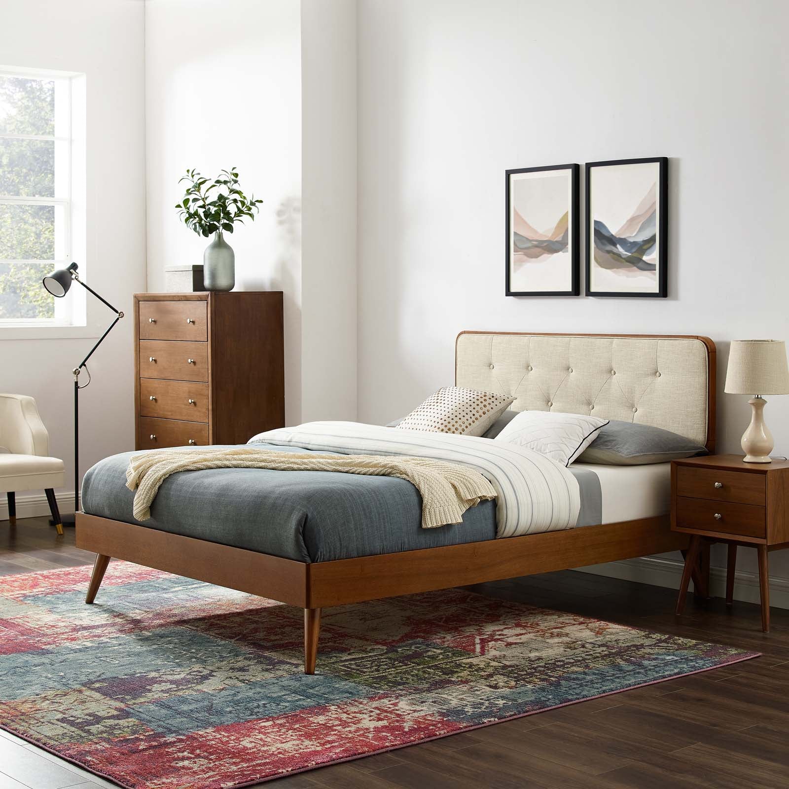 Bridgette Wood King Platform Bed With Splayed Legs by Modway