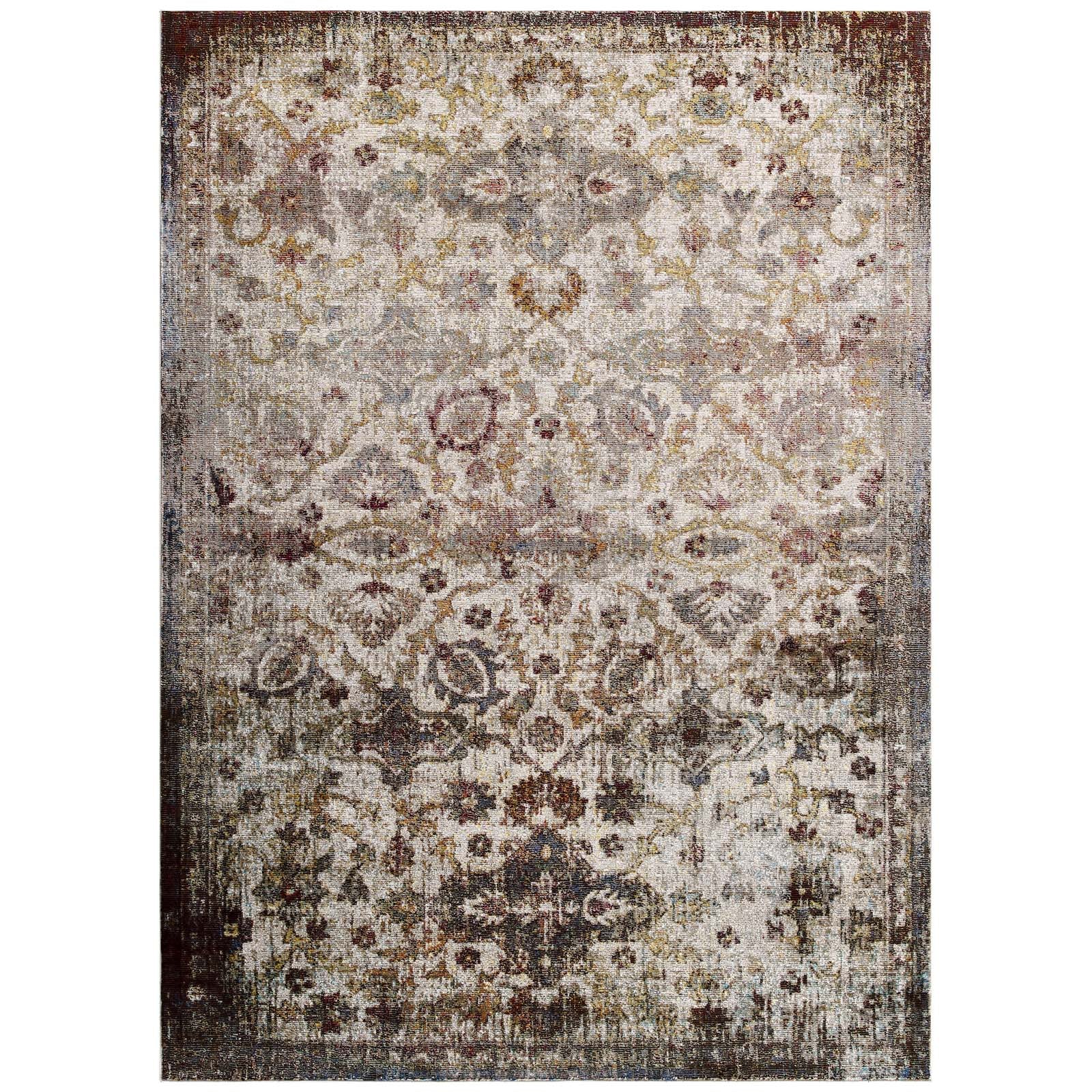 Success Kaede Distressed Vintage Floral Moroccan Trellis 5x8 Area Rug by Modway