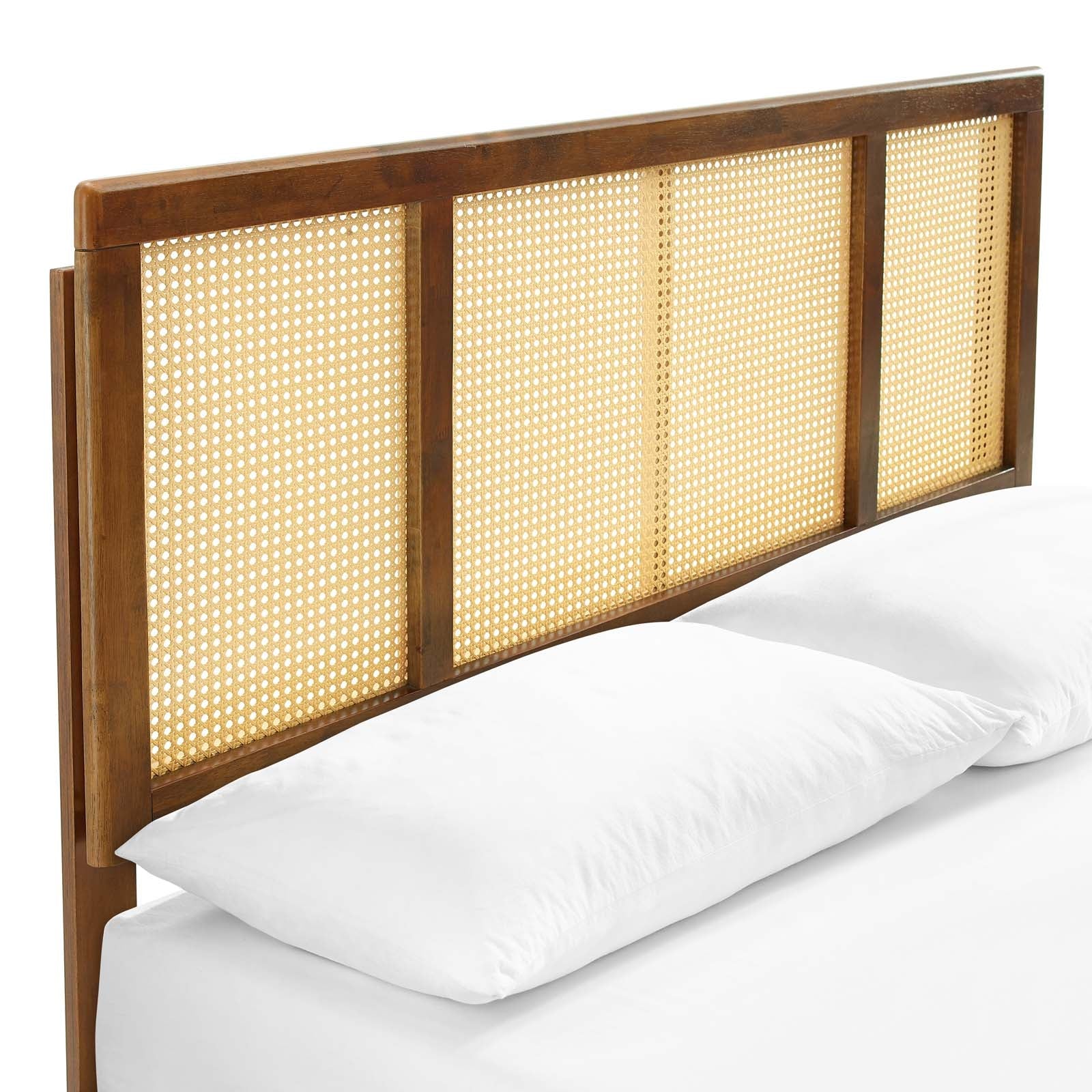 Kelsea Cane and Wood Full Platform Bed With Splayed Legs by Modway