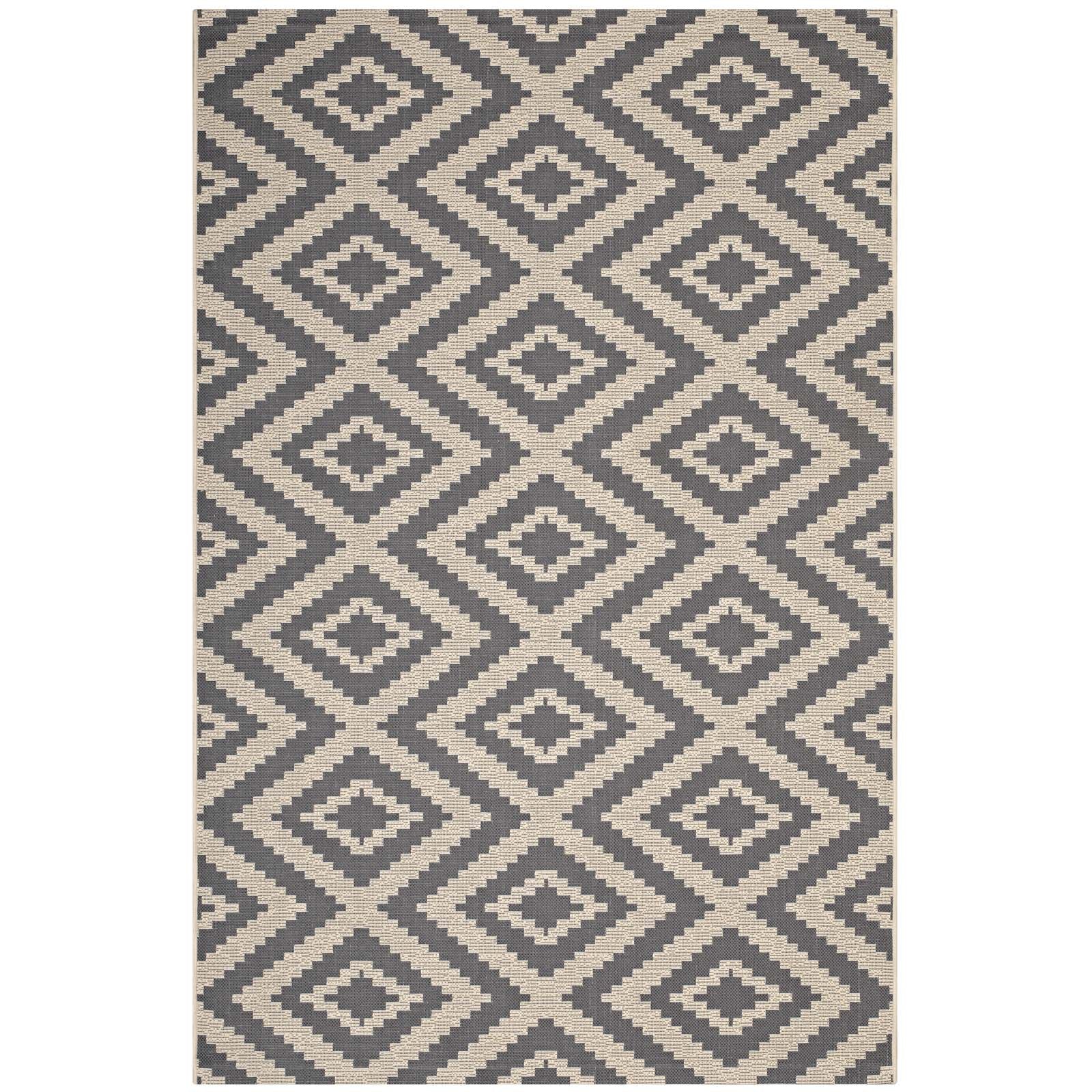 Jagged Geometric Diamond Trellis Indoor and Outdoor 5x8 Area Rug by Modway