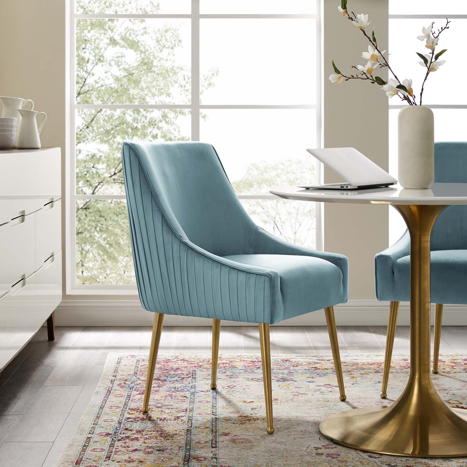 Discern Pleated Back Upholstered Performance Velvet Dining Chair by Modway