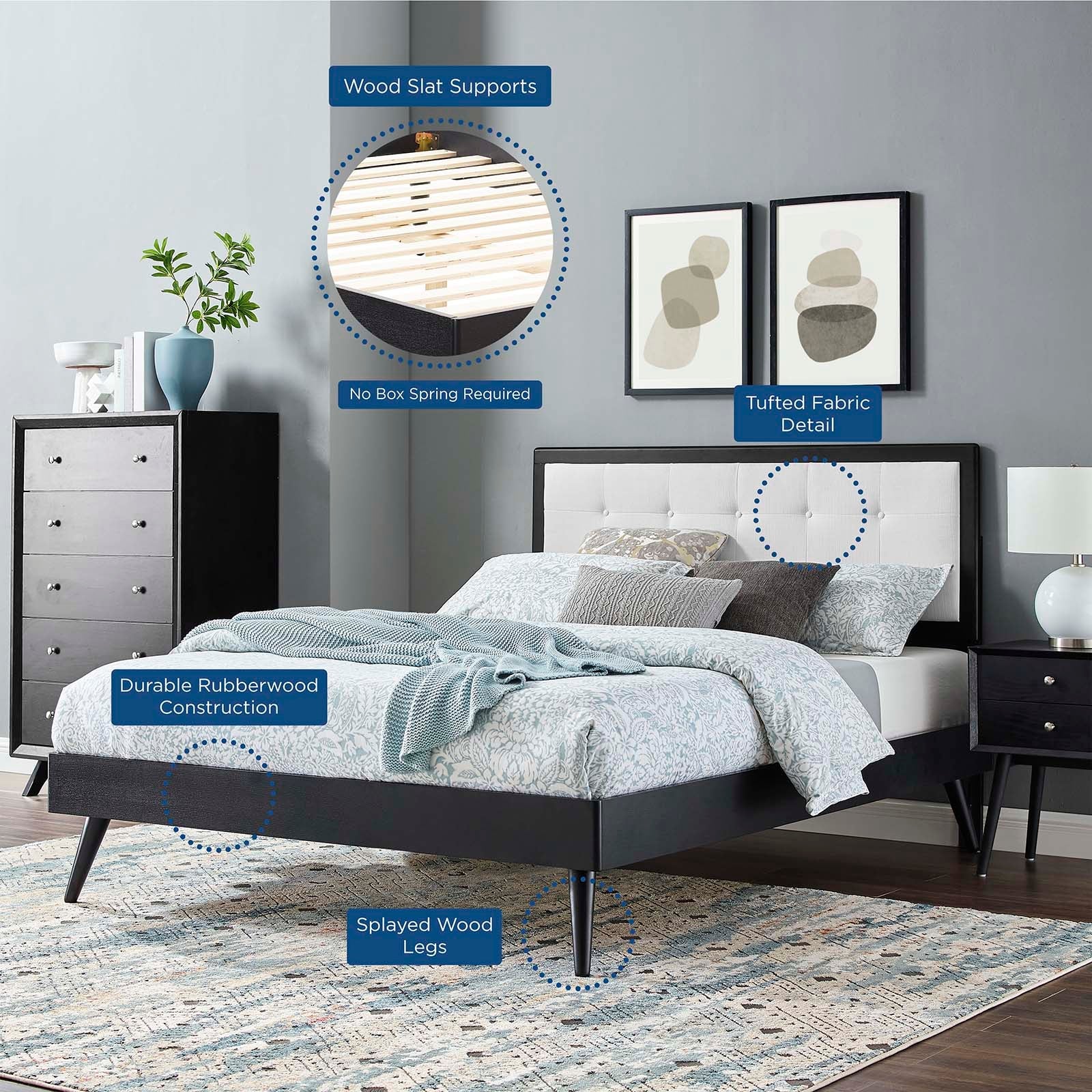Willow Wood Queen Platform Bed With Splayed Legs by Modway