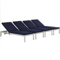 Shore Outdoor Patio Aluminum Chaise with Cushions Set of 4 by Modway