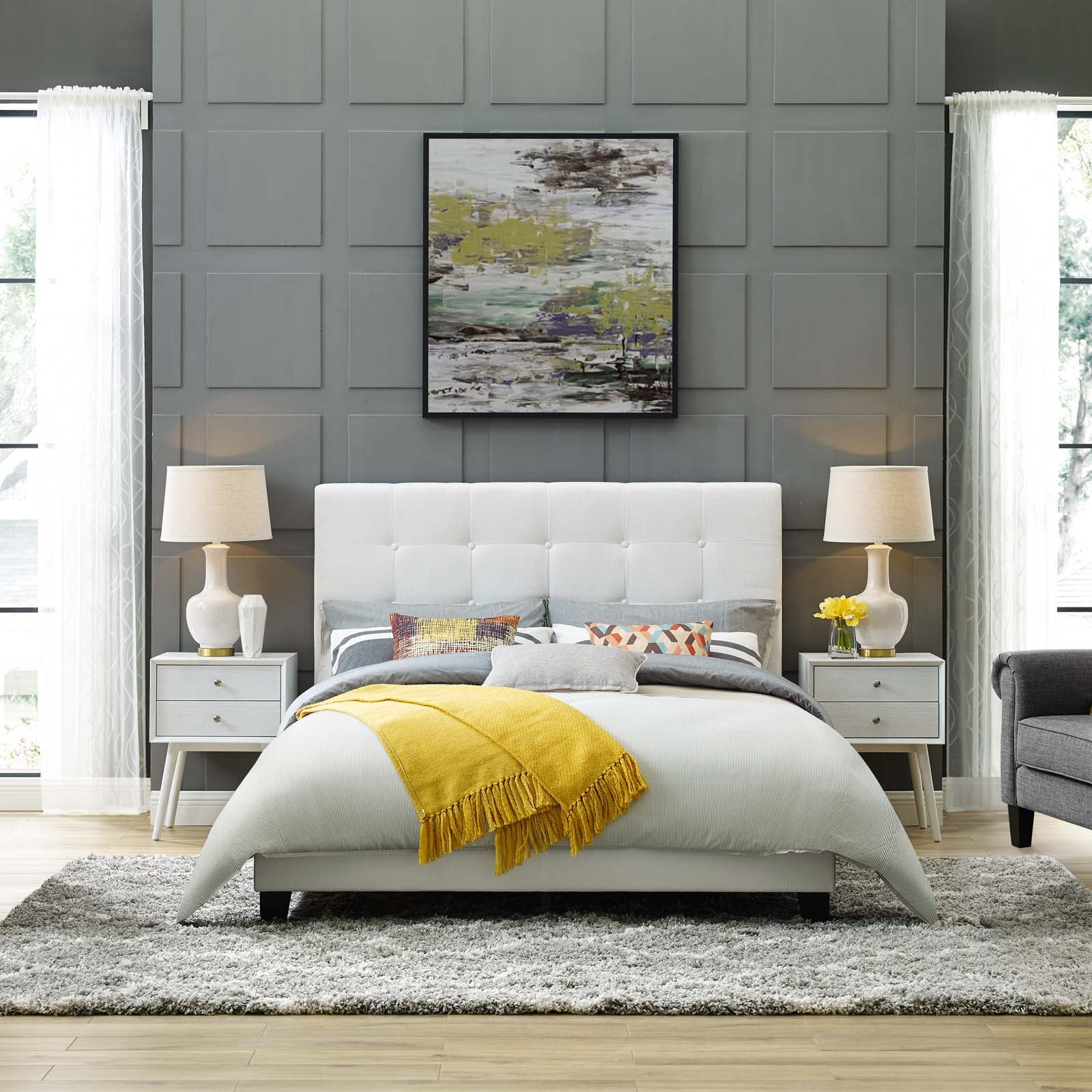 Melanie Tufted Button Upholstered Fabric Queen Platform Bed by Modway