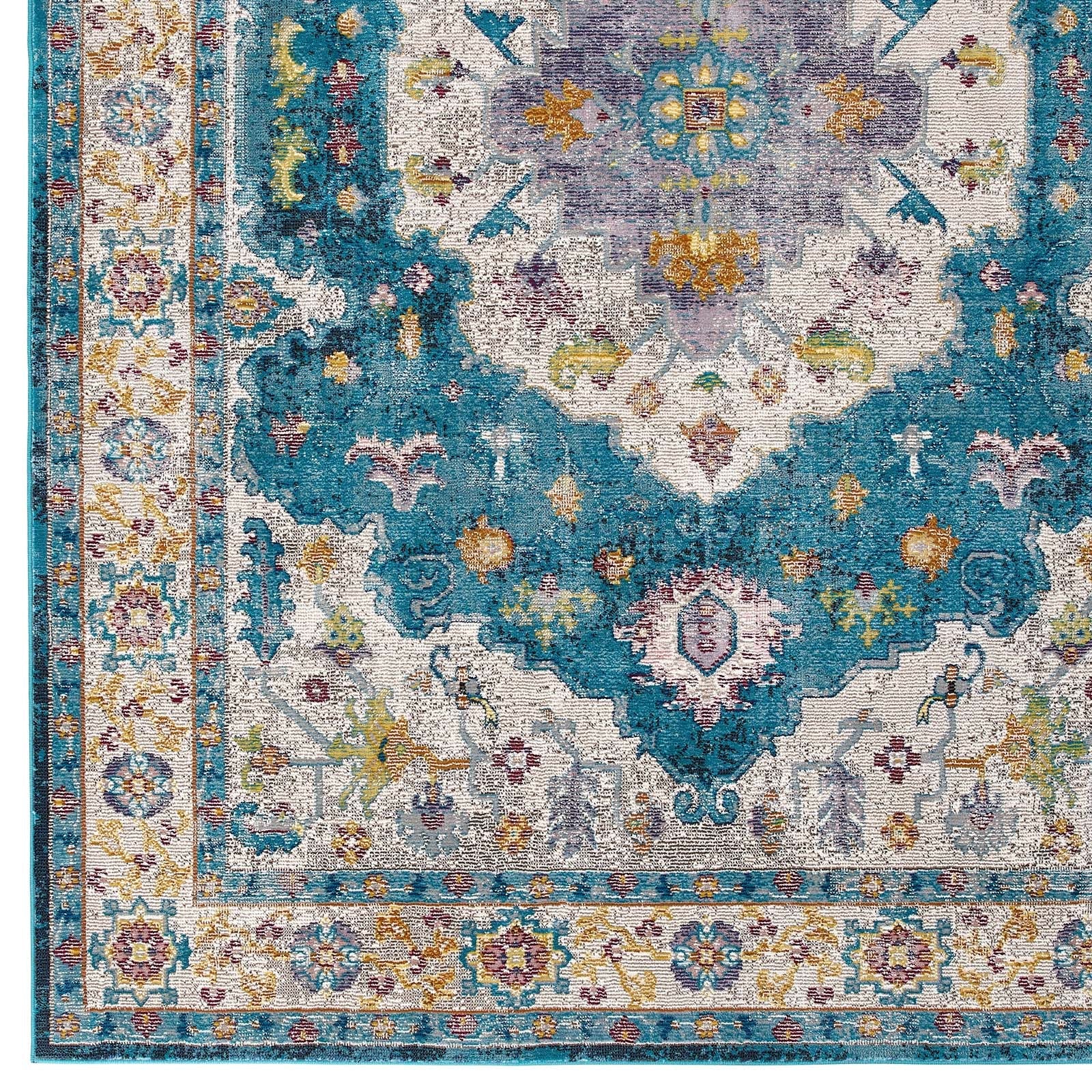 Success Anisah Distressed Floral Vintage Medallion 8x10 Area Rug by Modway