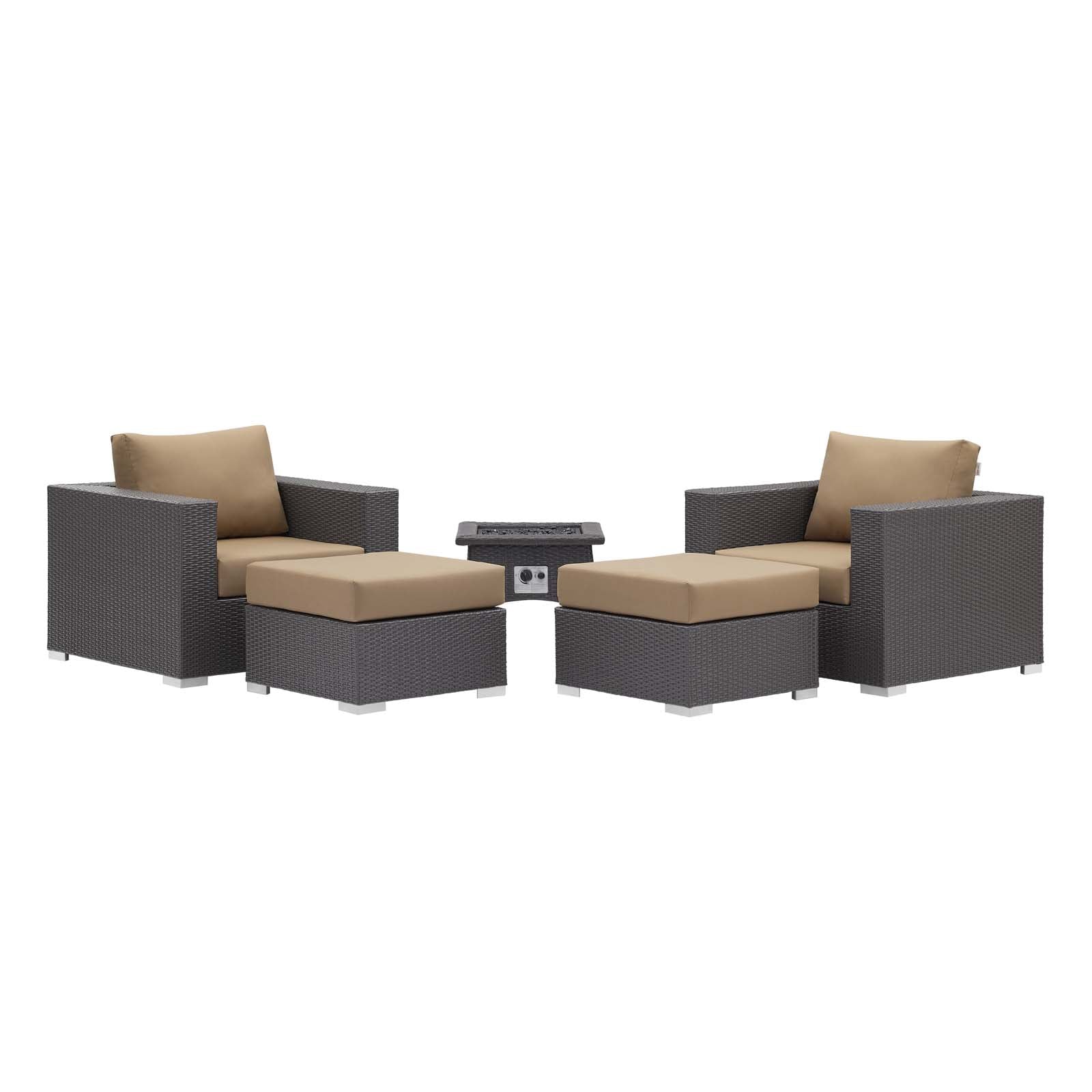 Convene 5 Piece Set Outdoor Patio with Fire Pit by Modway