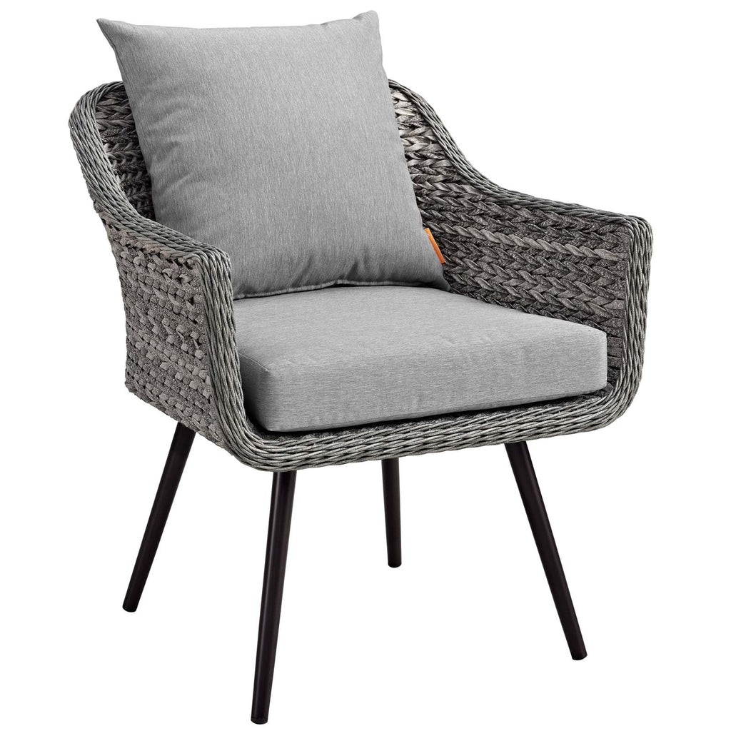 Endeavor 5 Piece Outdoor Patio Wicker Rattan Loveseat Armchair Coffee + Side Table Set by Modway