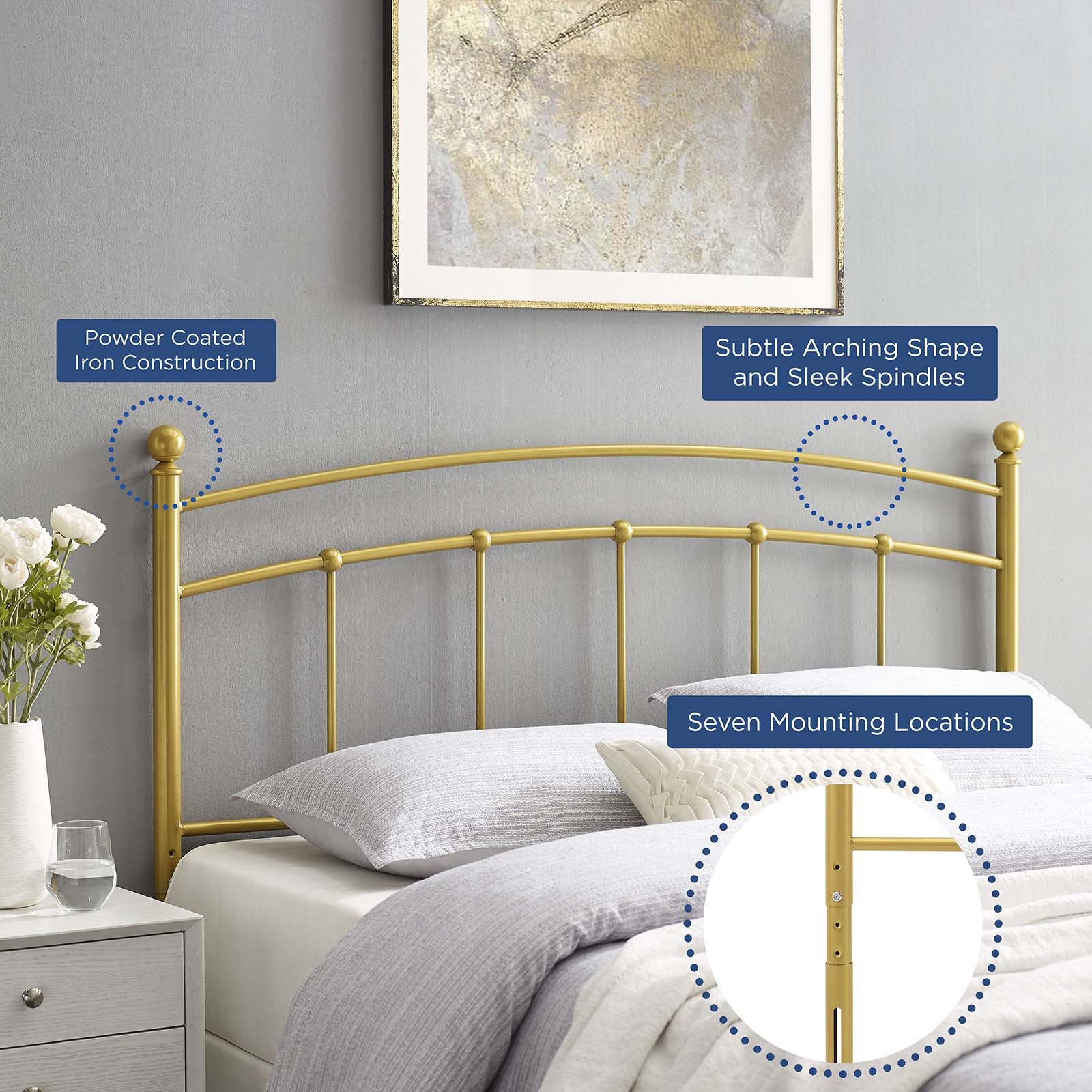 Abigail Metal Twin Headboard by Modway
