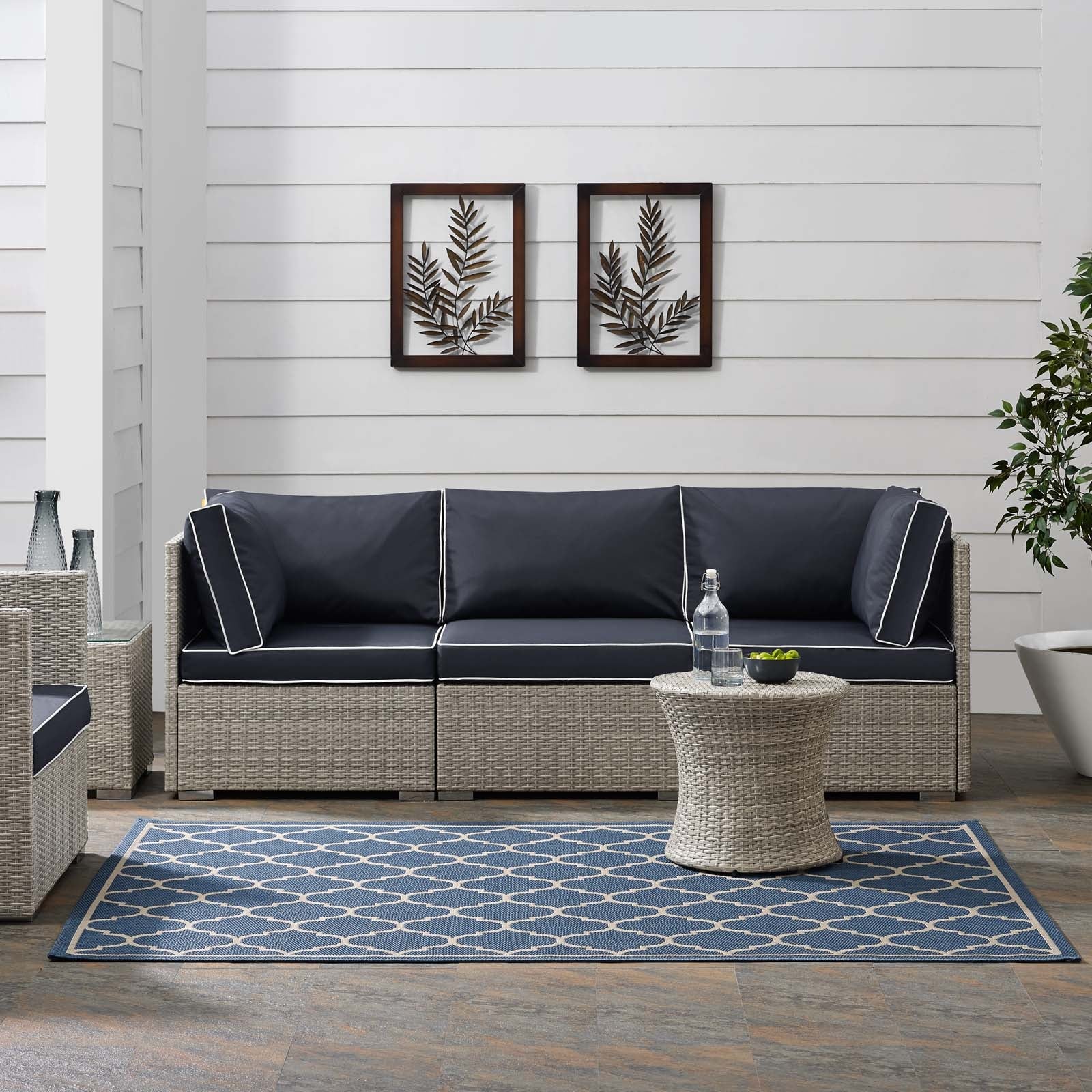Avena Moroccan Quatrefoil Trellis Indoor and Outdoor 5x8 Area Rug by Modway