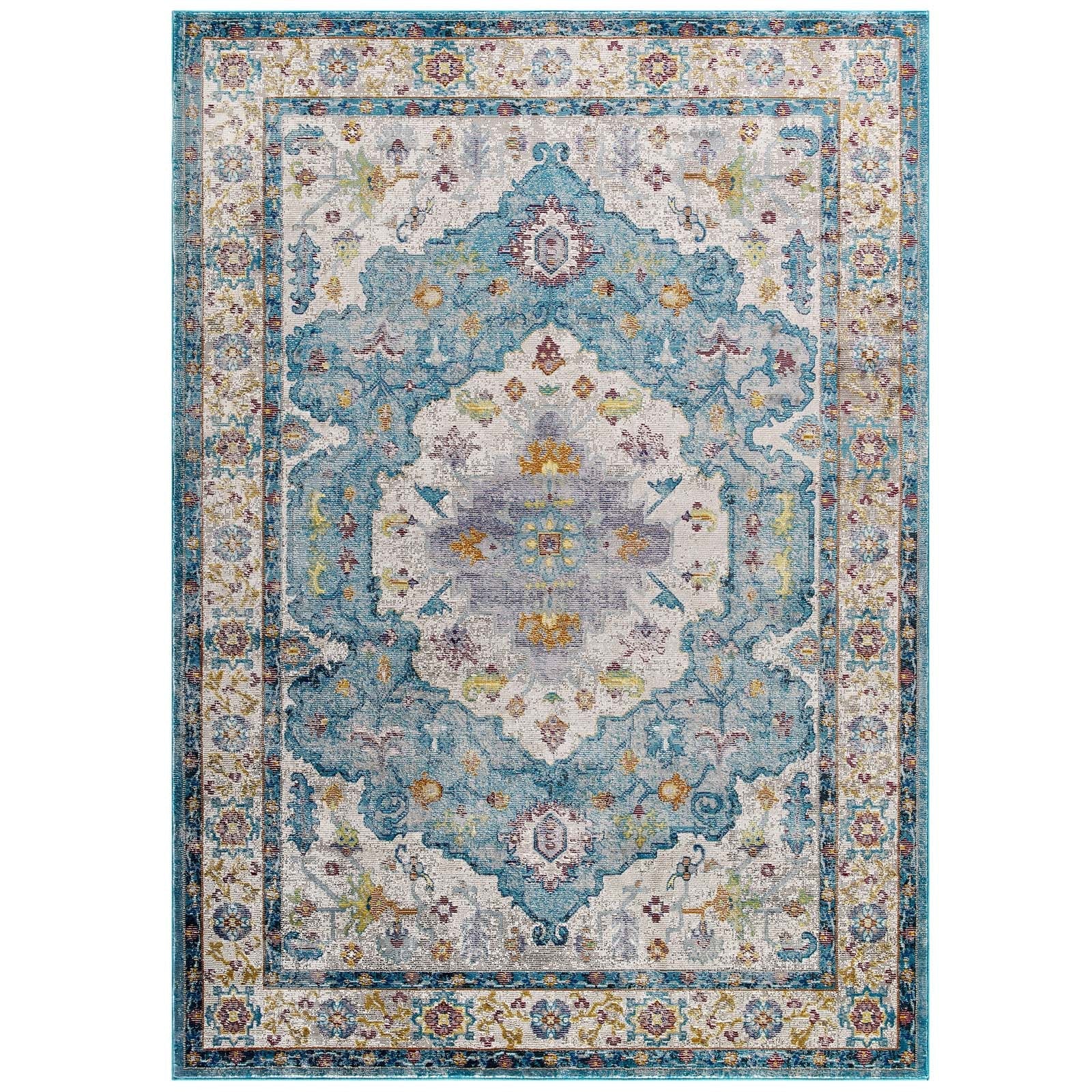 Success Anisah Distressed Floral Vintage Medallion 5x8 Area Rug by Modway