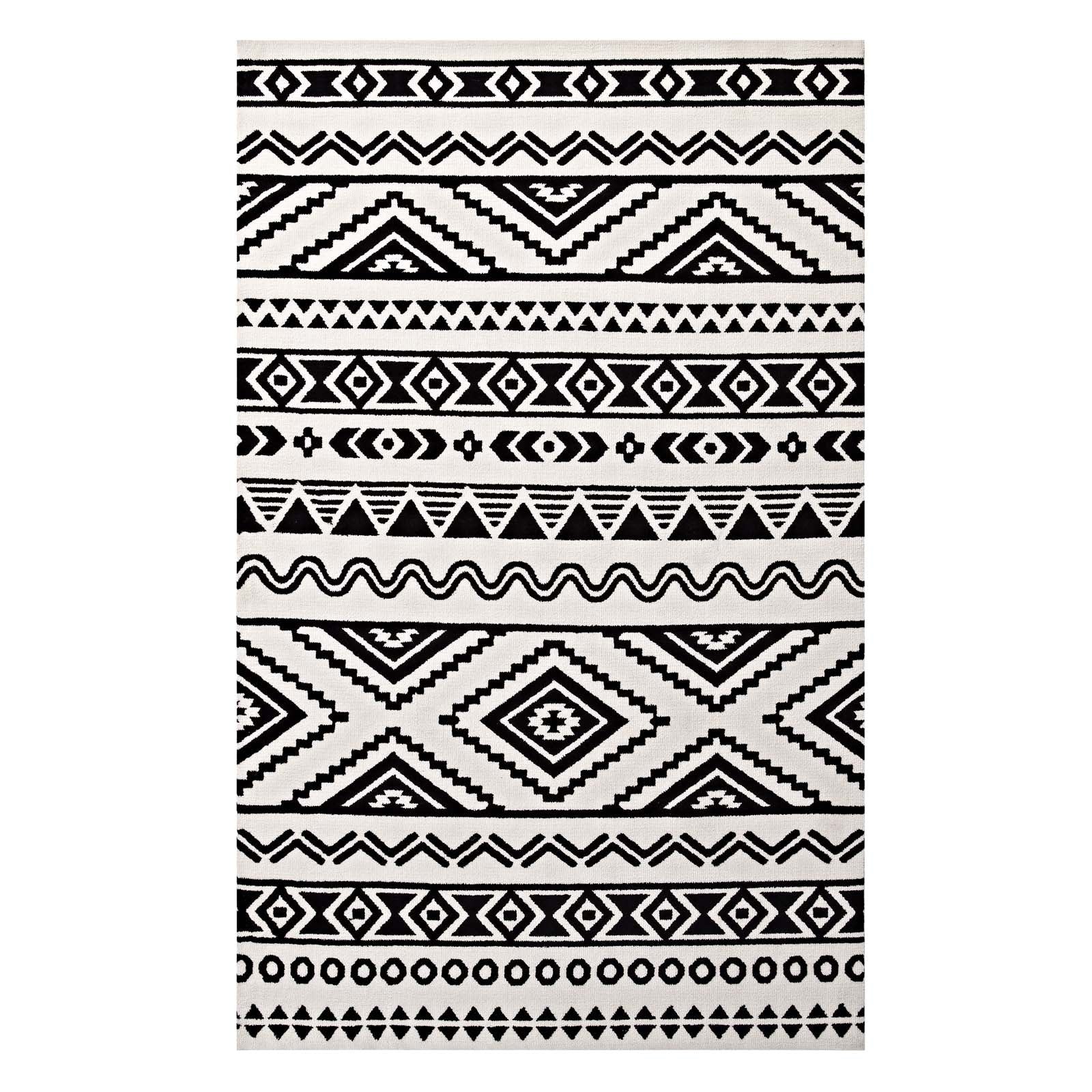 Haku Geometric Moroccan Tribal 5x8 Area Rug by Modway