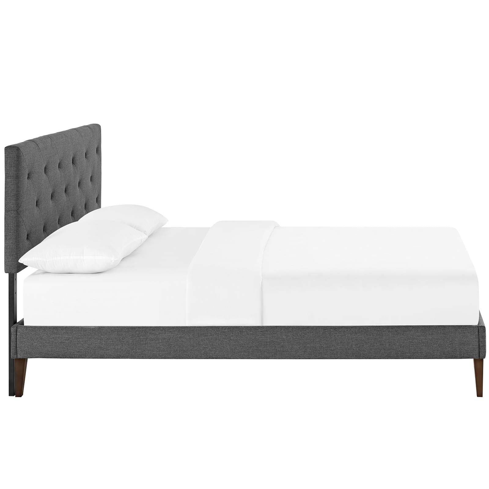 Tarah Fabric King Platform Bed with Squared Tapered Legs by Modway