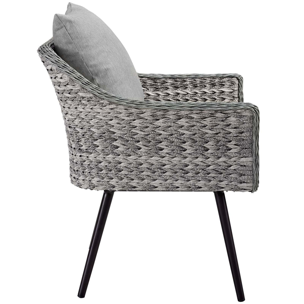 Endeavor 5 Piece Outdoor Patio Wicker Rattan Loveseat Armchair Coffee + Side Table Set by Modway