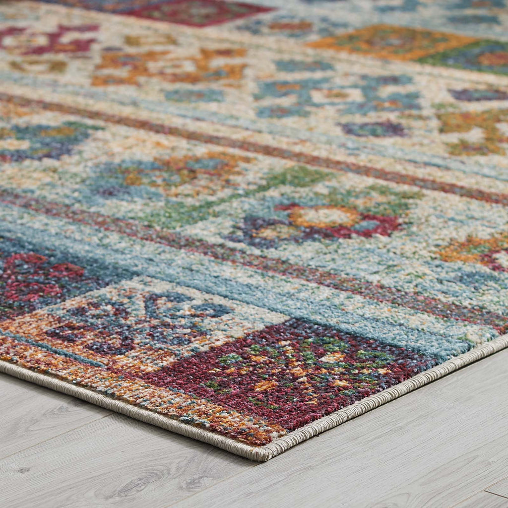 Tribute Nala Distressed Vintage Floral Lattice 5x8 Area Rug by Modway