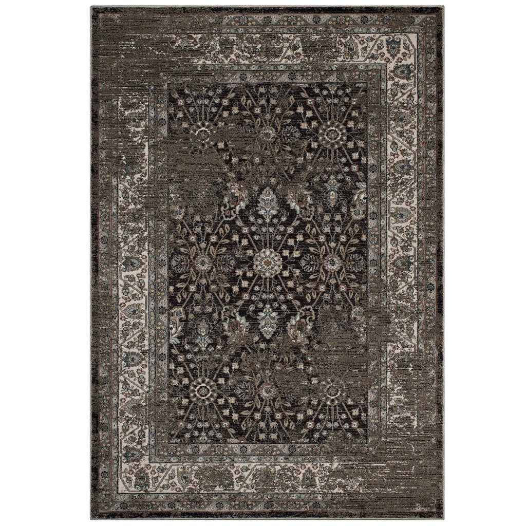 Berit Distressed Vintage Floral Lattice 5x8 Area Rug by Modway
