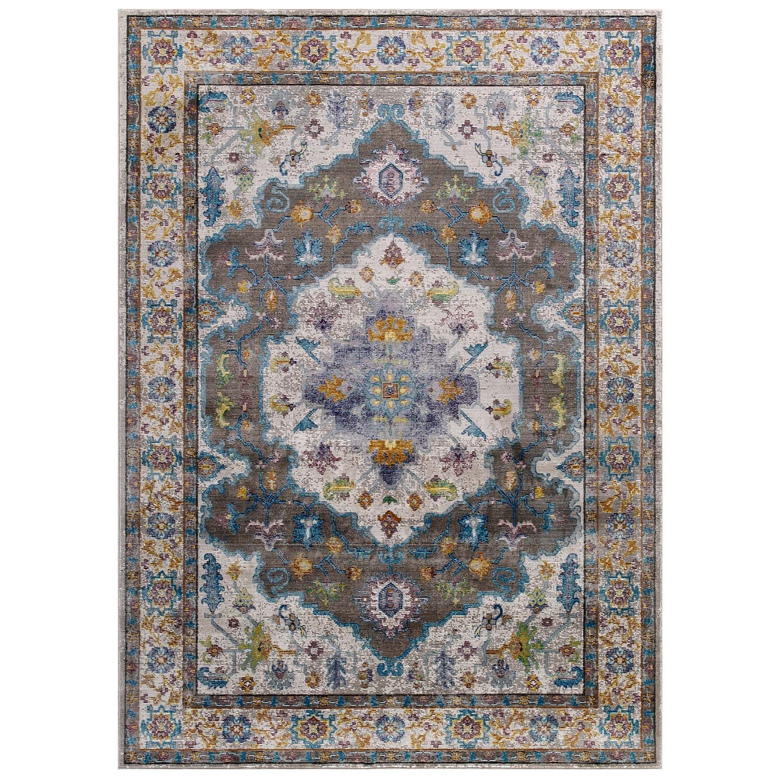 Success Anisah Distressed Floral Vintage Medallion 4x6 Area Rug by Modway