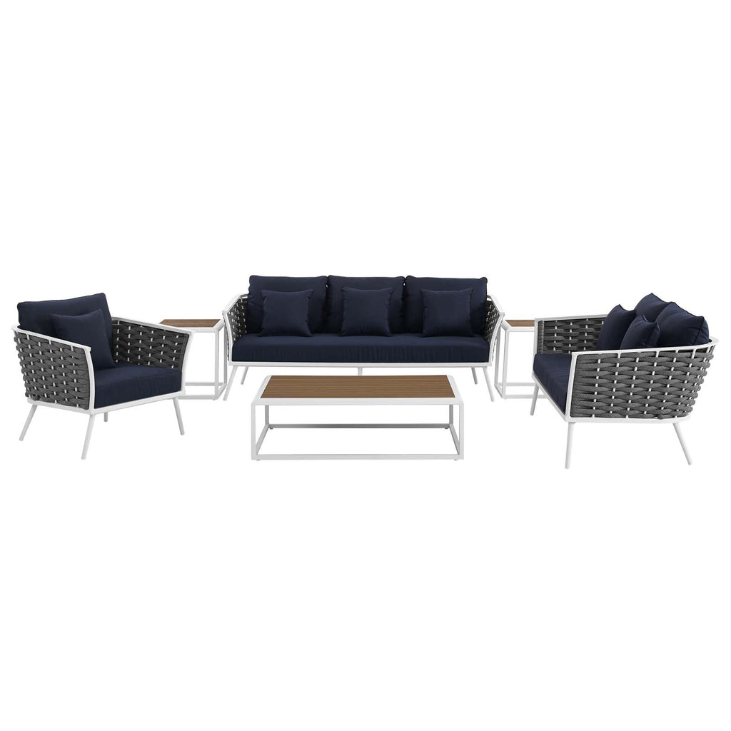 Stance 6 Piece Outdoor Patio Aluminum Sectional Sofa Set by Modway