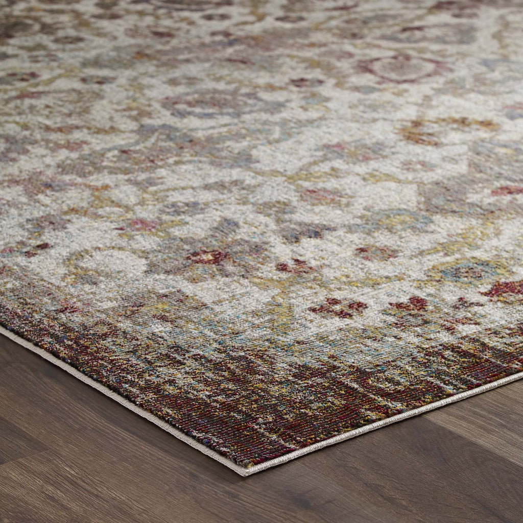 Success Kaede Distressed Vintage Floral Moroccan Trellis 4x6 Area Rug by Modway