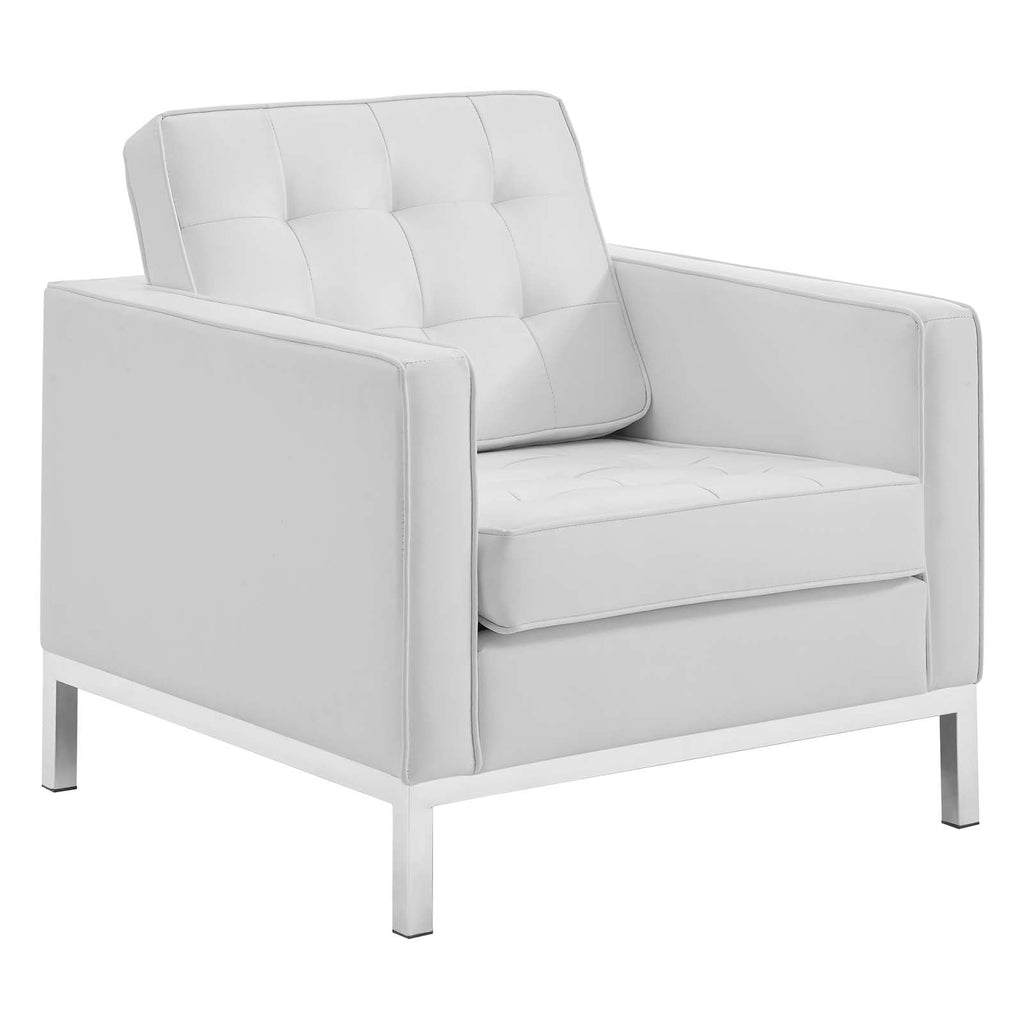 Loft Tufted Upholstered Faux Leather Sofa and Armchair Set by Modway