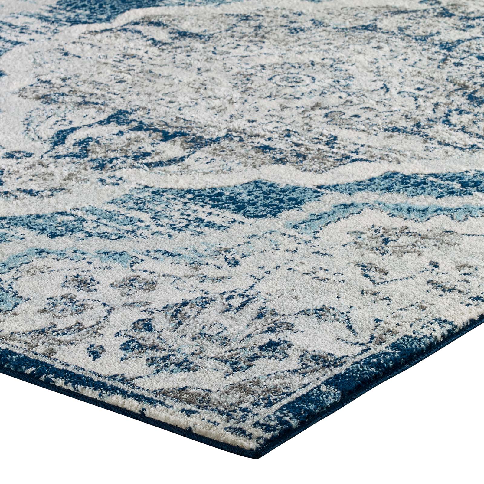 Entourage Malia Distressed Vintage Floral Vintage Medallion 8x10 Area Rug by Modway