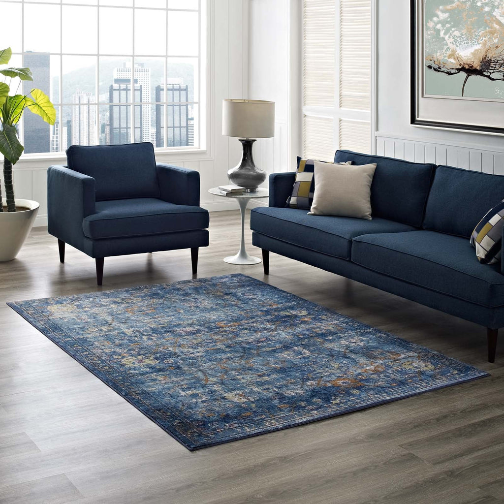 Minu Distressed Floral Lattice 4x6 Area Rug by Modway
