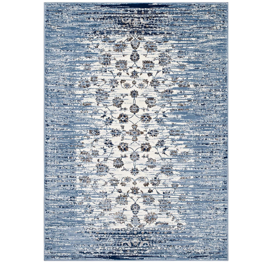 Chiara Distressed Floral Lattice Contemporary 5x8 Area Rug by Modway