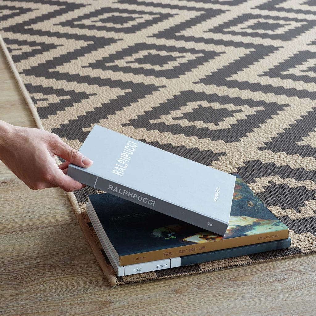 Jagged Geometric Diamond Trellis Indoor and Outdoor 8x10 Area Rug by Modway