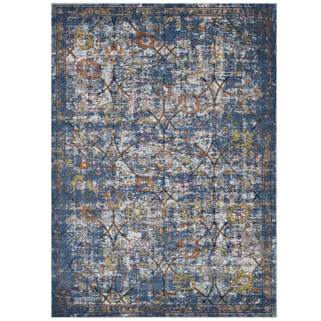 Minu Distressed Floral Lattice 4x6 Area Rug by Modway