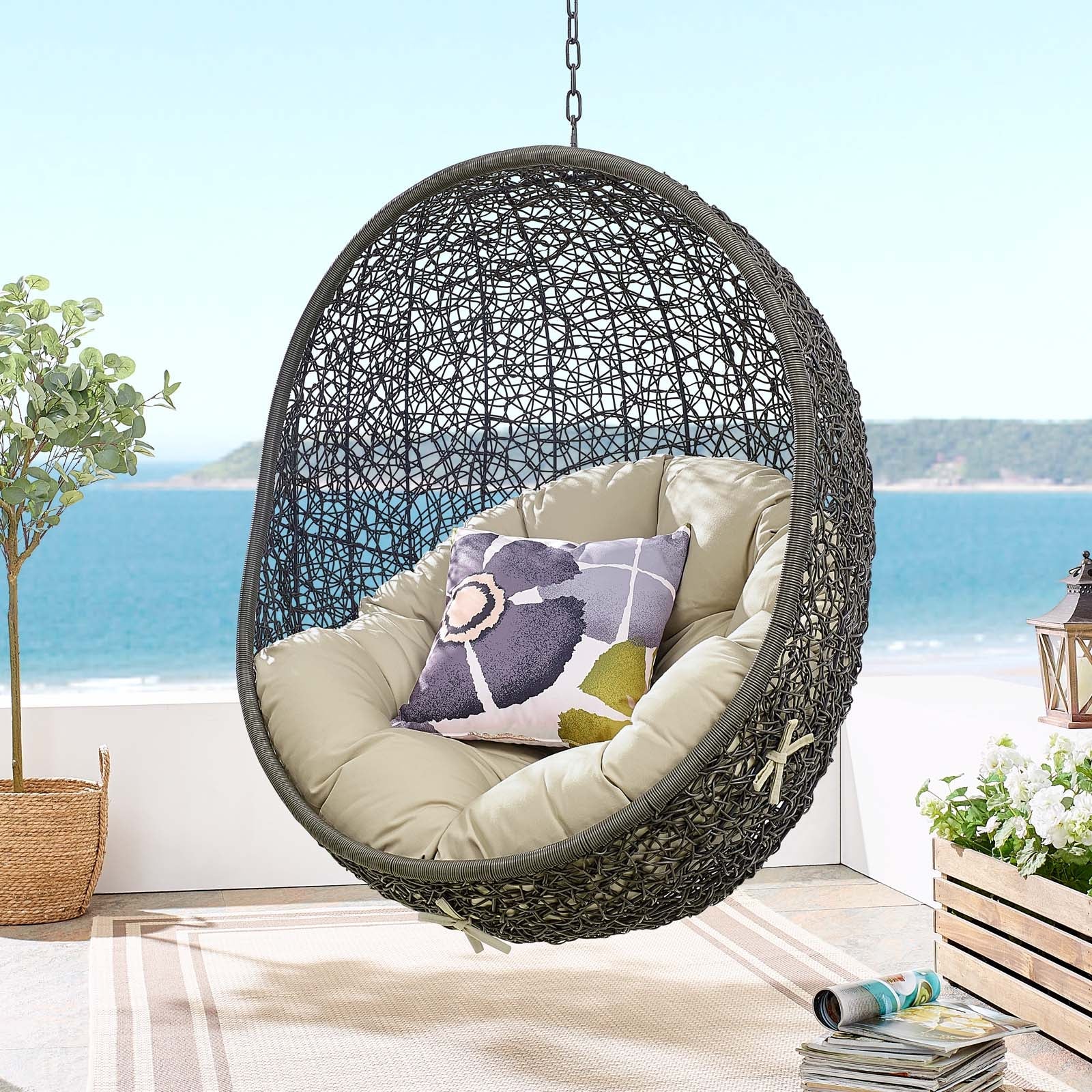 Hide Outdoor Patio Sunbrella¨ Swing Chair With Stand by Modway