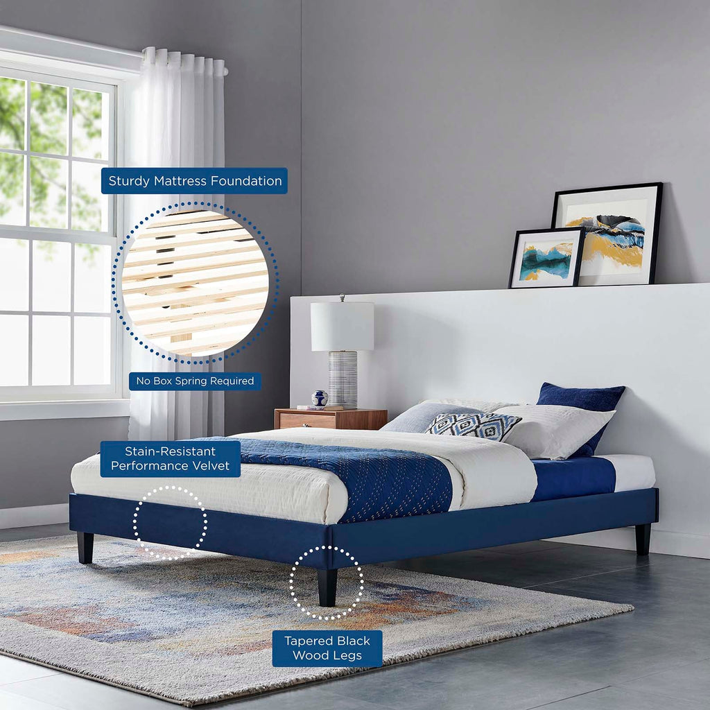 Reign Performance Velvet Queen Platform Bed Frame by Modway