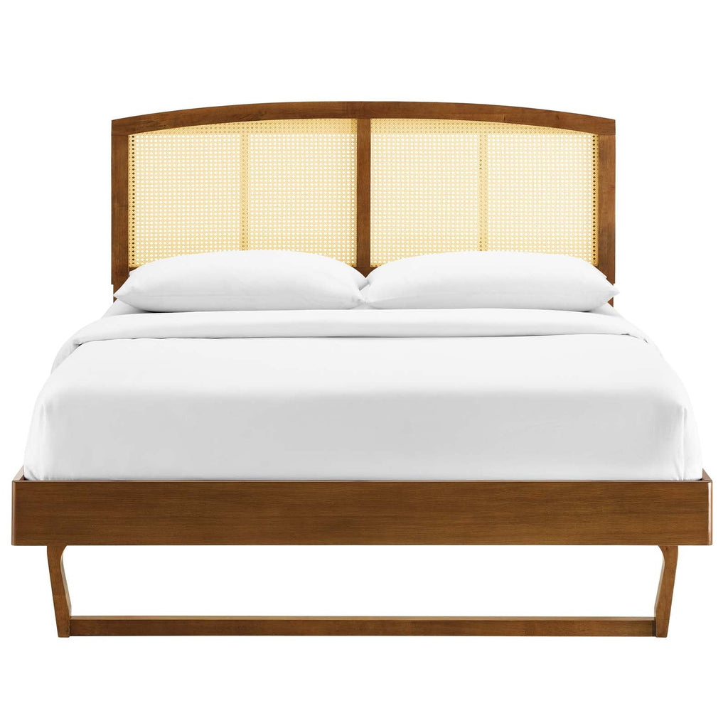 Sierra Cane and Wood Queen Platform Bed With Angular Legs by Modway
