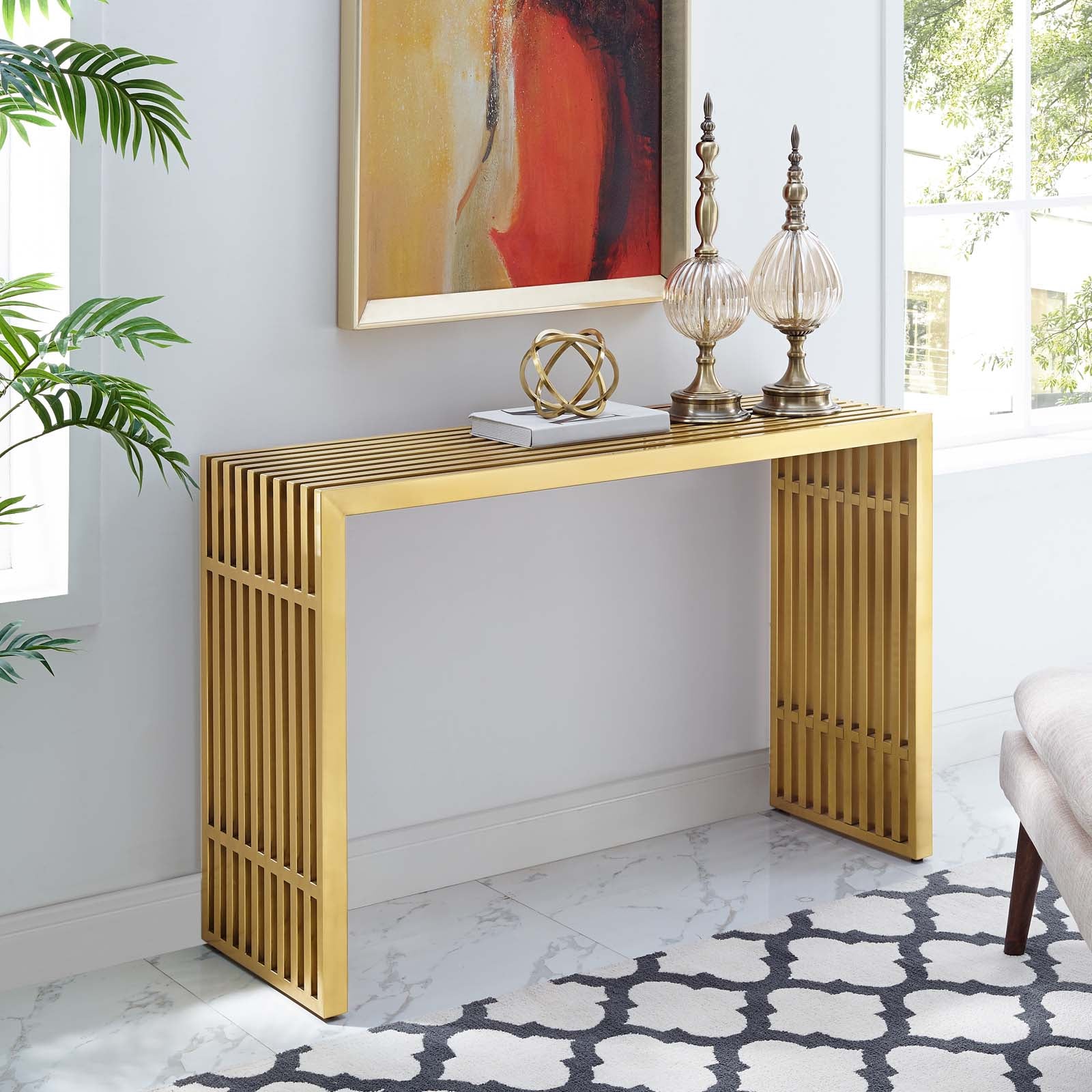 Gridiron Stainless Steel Console Table by Modway