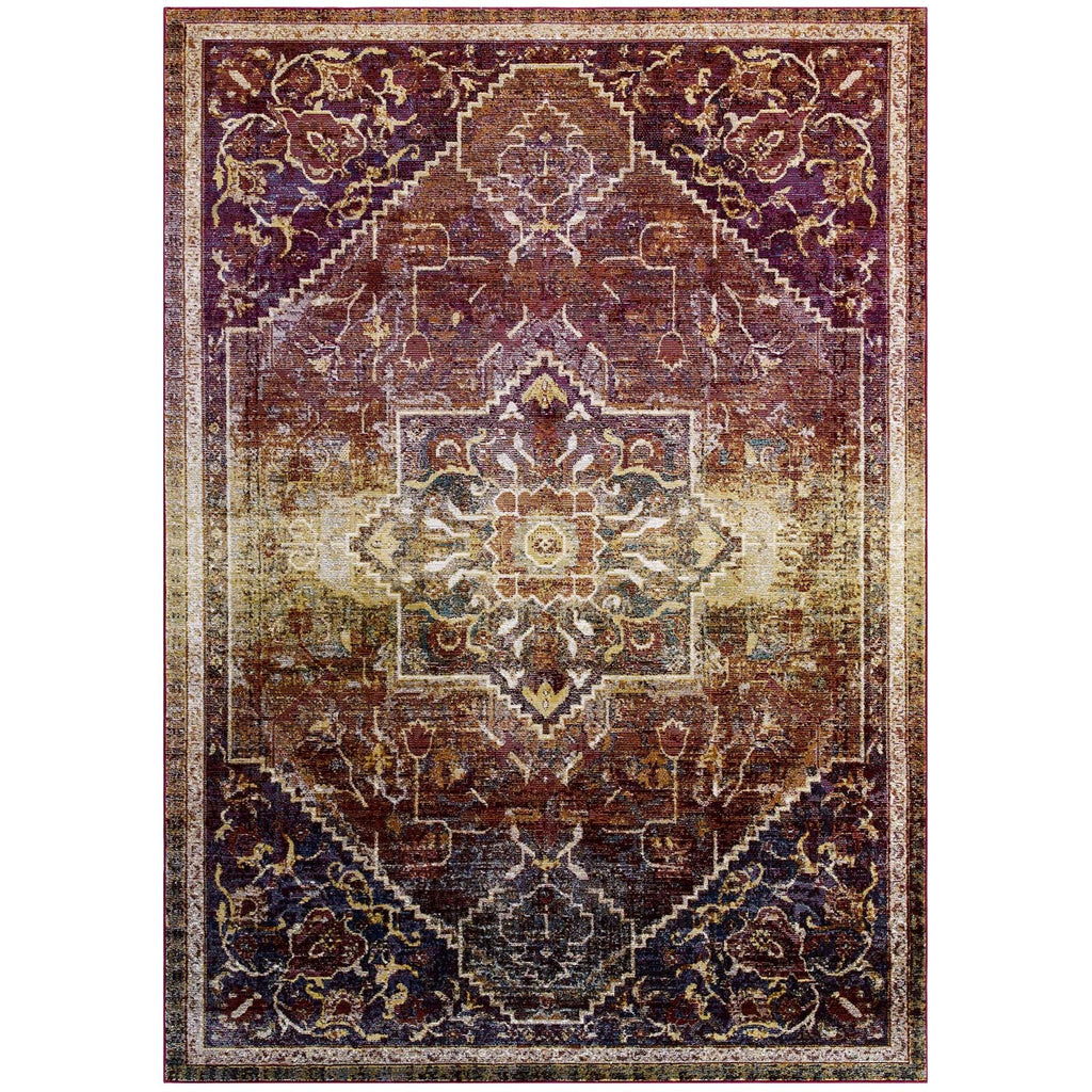 Success Kaede Transitional Distressed Vintage Floral Vintage Medallion 8x10 Area Rug by Modway