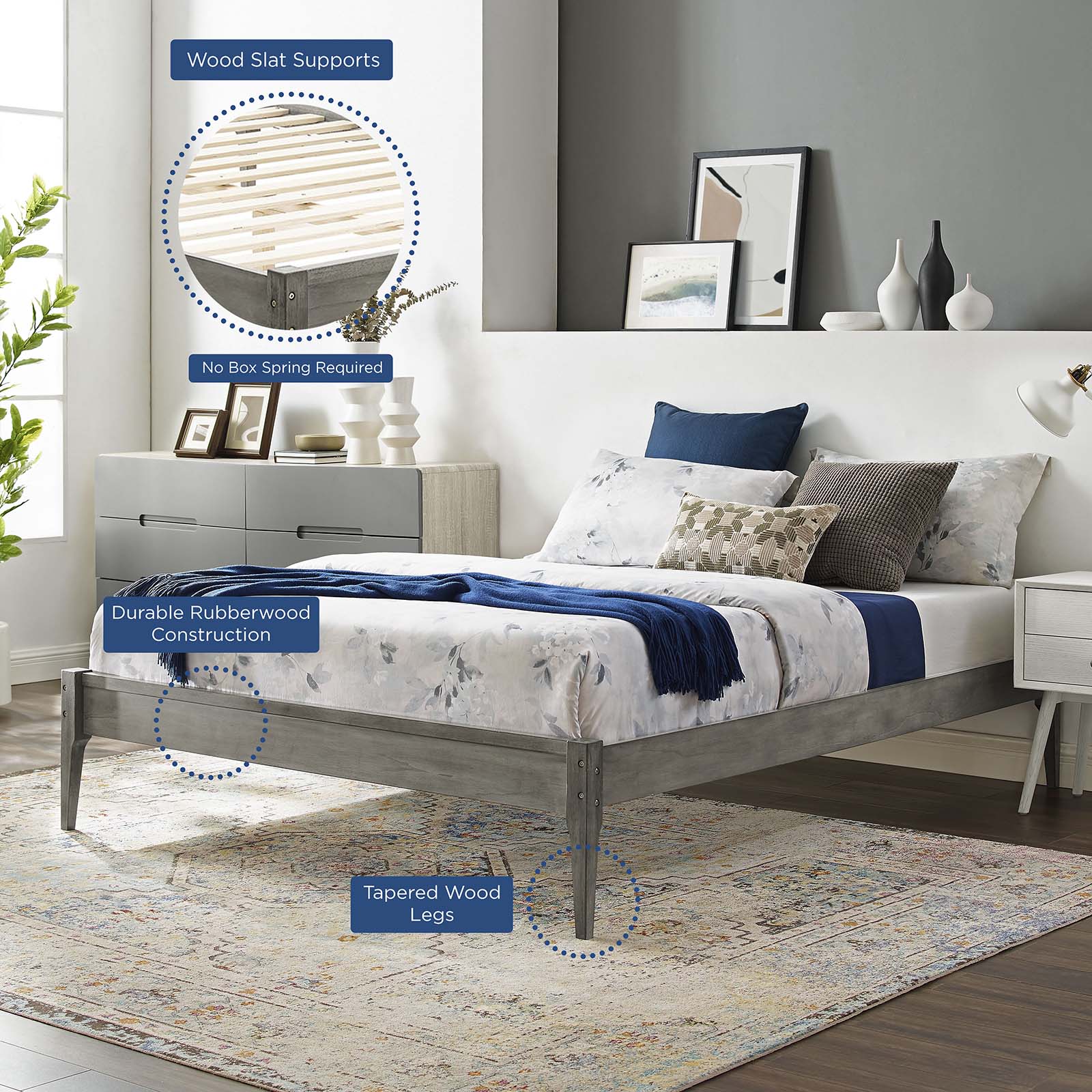 June Wood Twin Platform Bed Frame by Modway