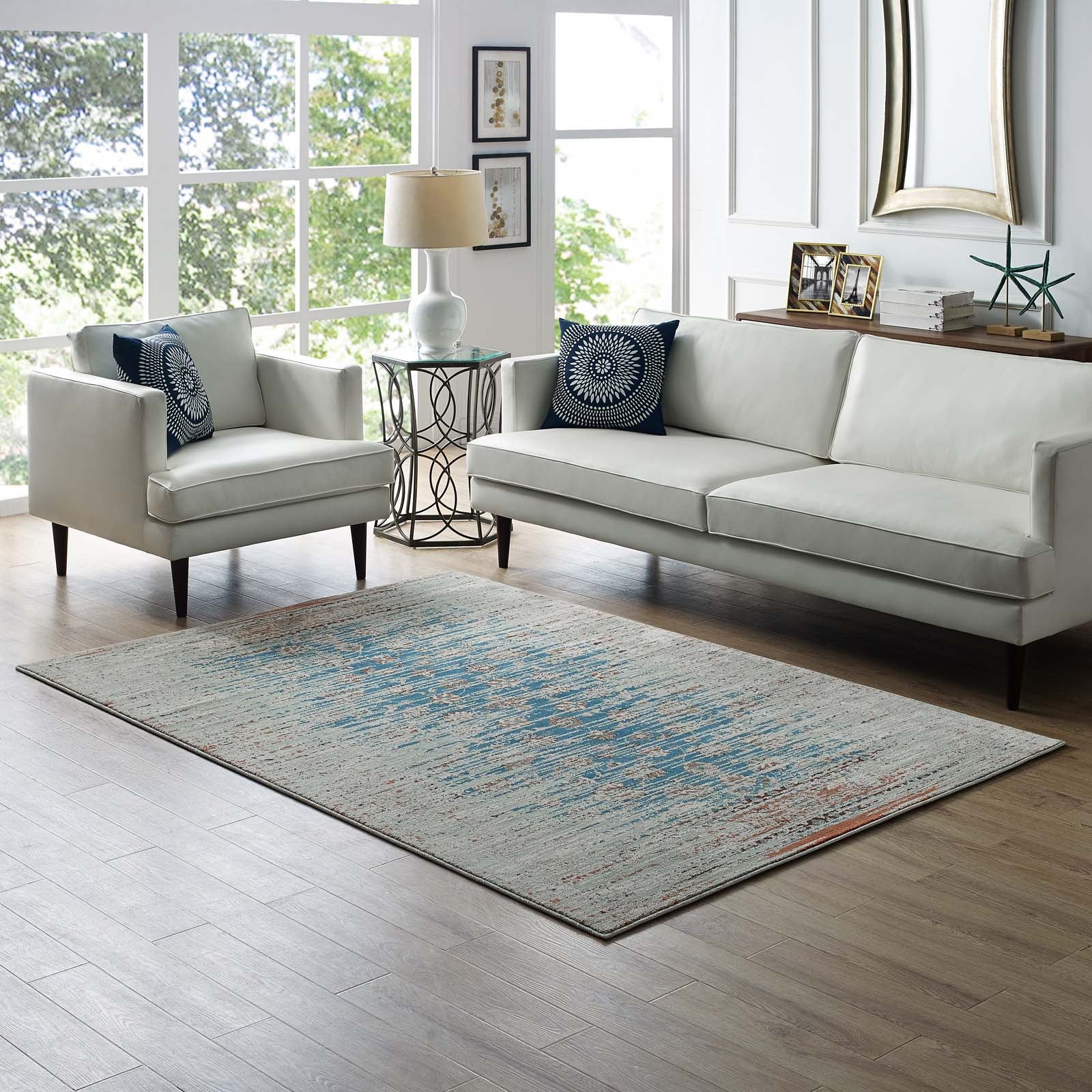Hesper Distressed Contemporary Floral Lattice 8x10 Area Rug by Modway
