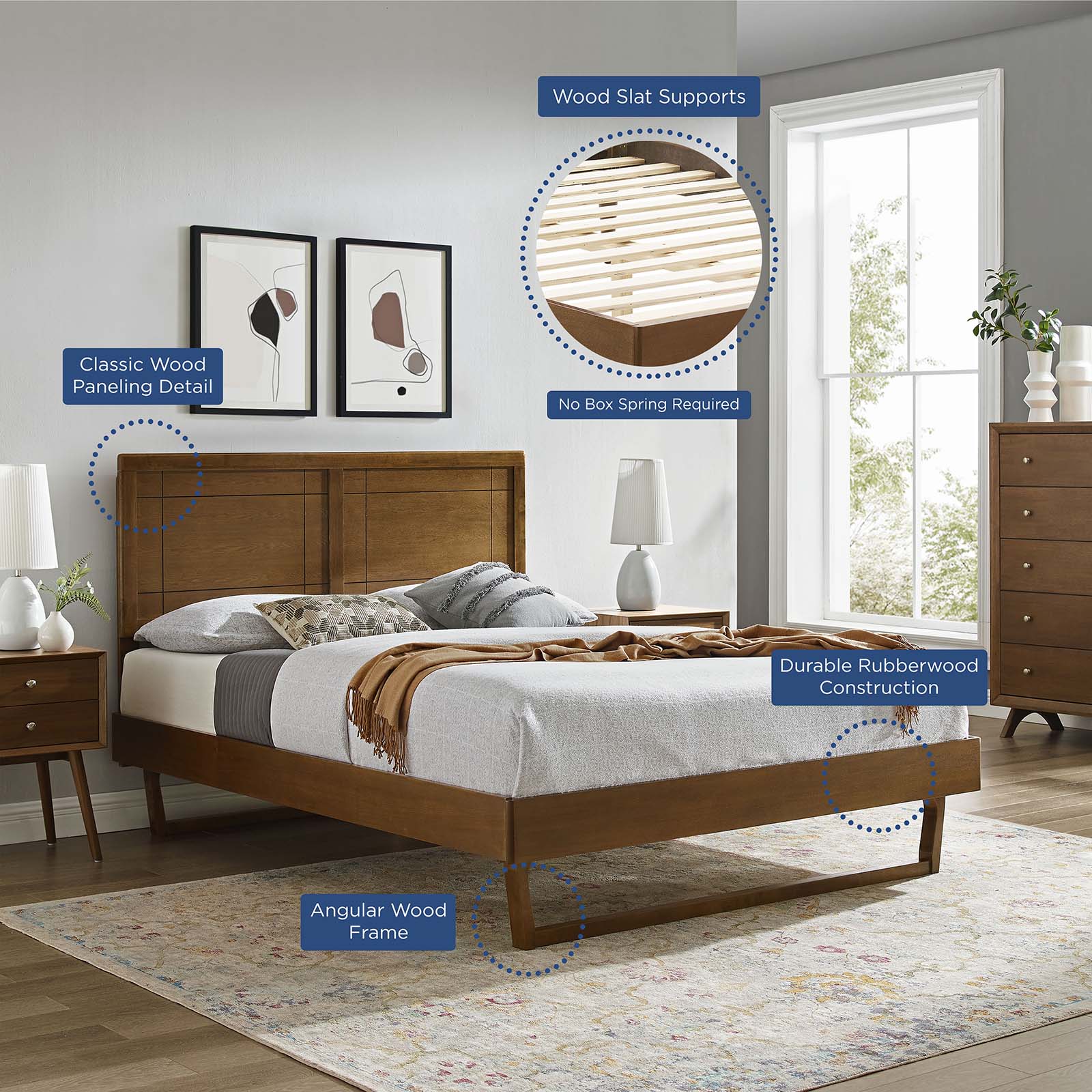 Marlee Wood Full Platform Bed With Angular Frame by Modway