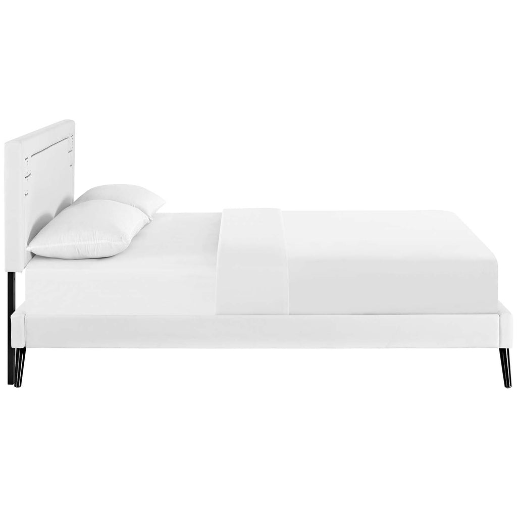 Ruthie Vinyl Full Platform Bed with Round Splayed Legs by Modway