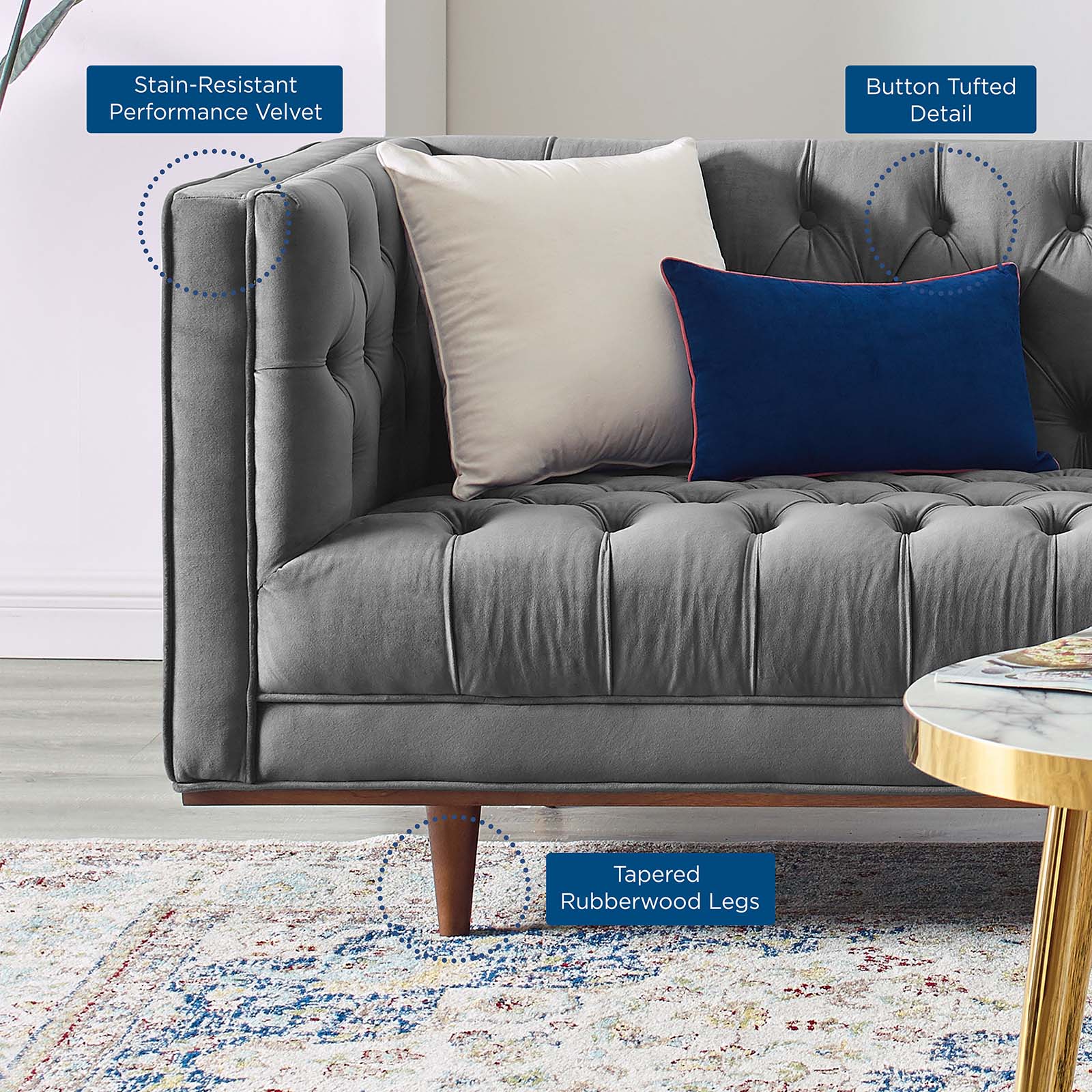 Elation Tufted Performance Velvet Sofa by Modway