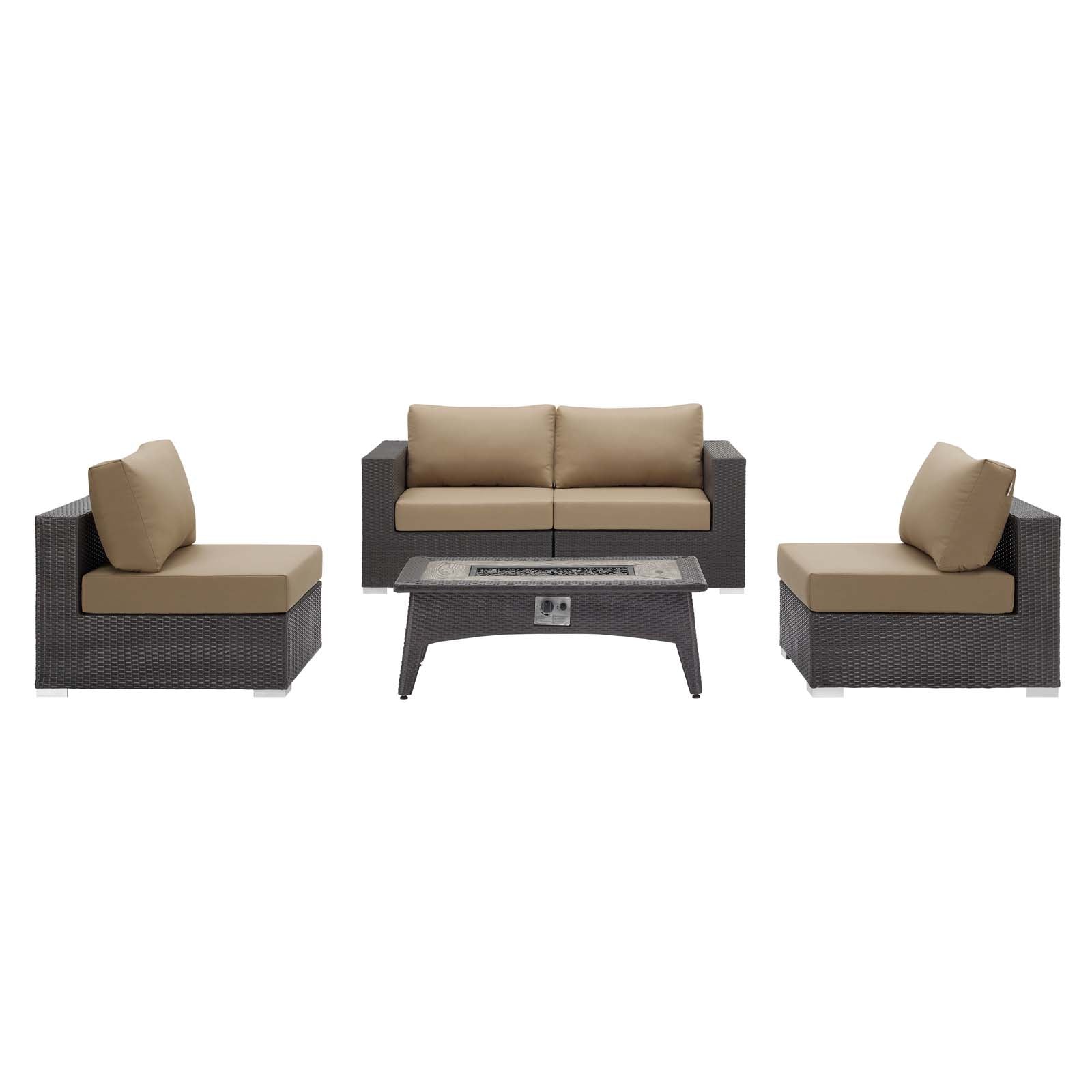 Convene 5 Piece Set Outdoor Patio with Fire Pit by Modway