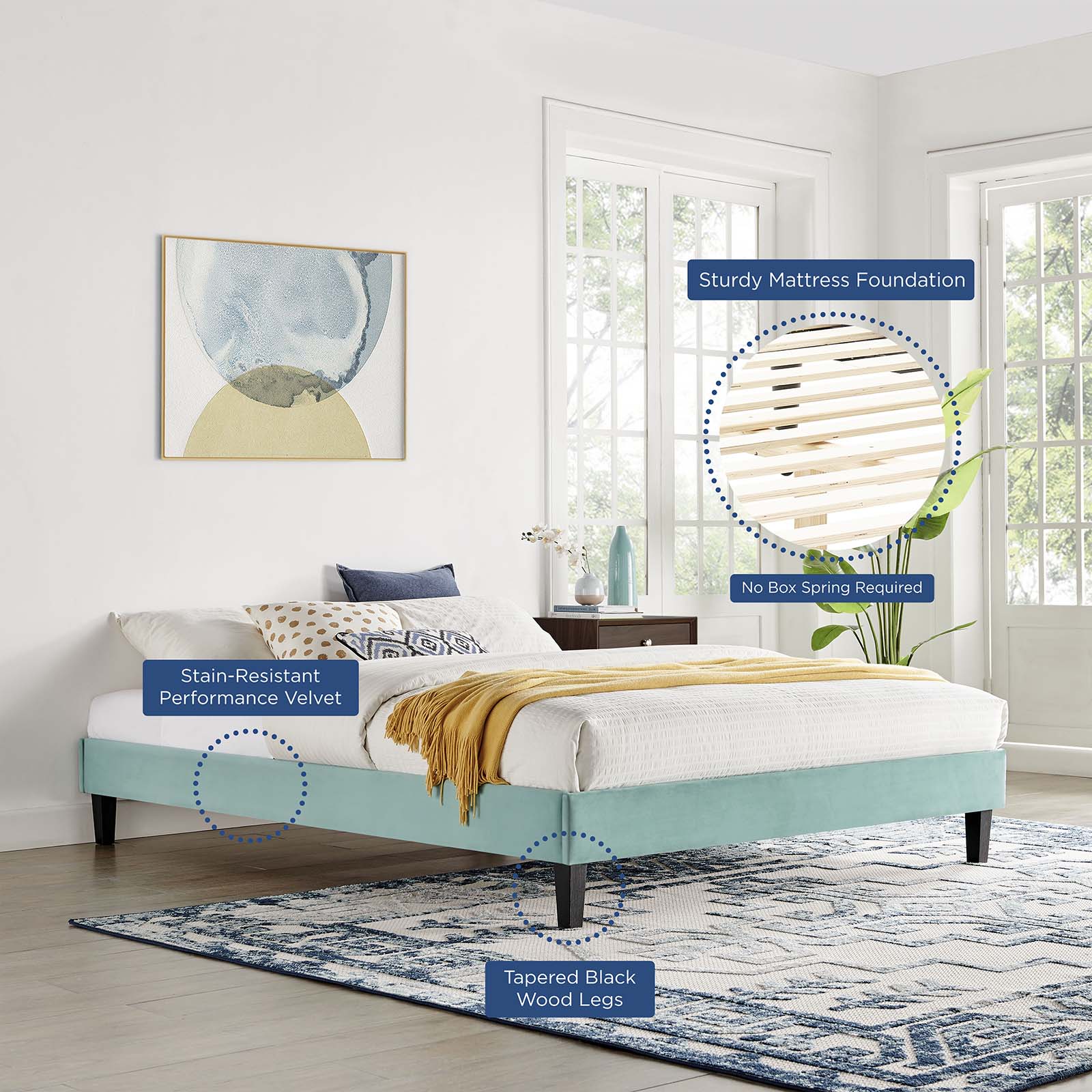 Reign Performance Velvet Full Platform Bed Frame by Modway