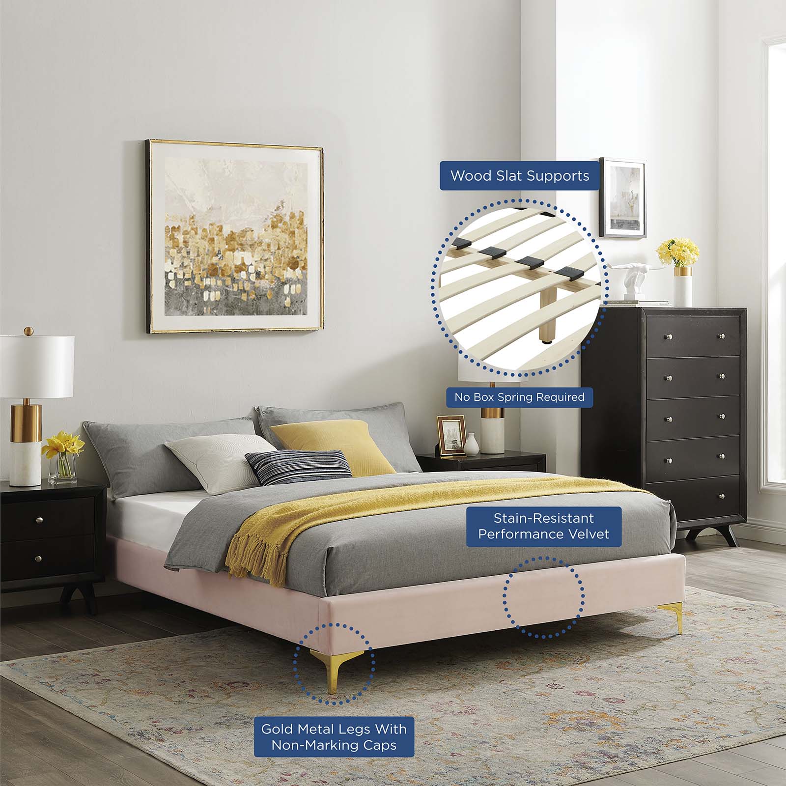 Sutton Performance Velvet Twin Bed Frame by Modway