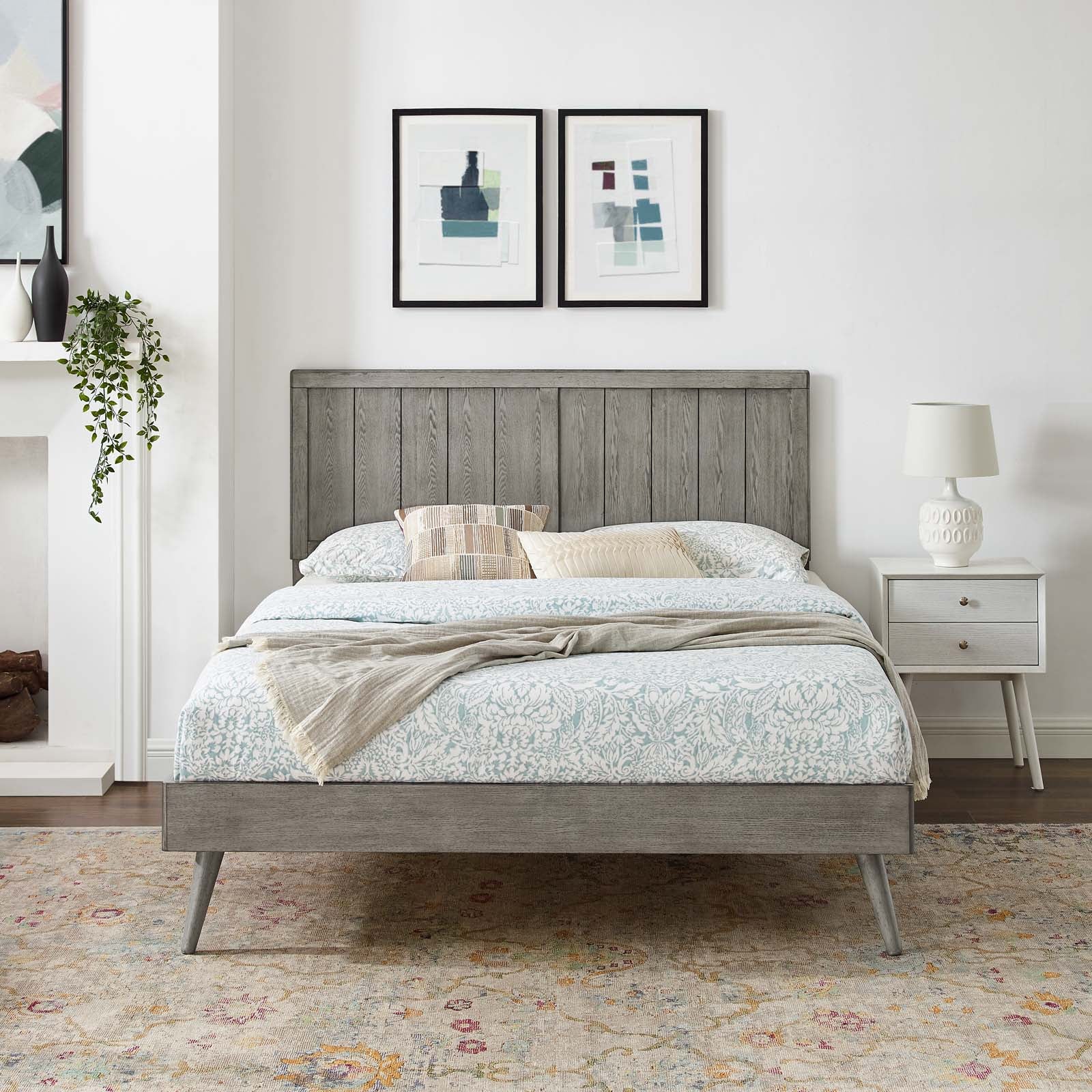 Alana Wood King Platform Bed With Splayed Legs by Modway