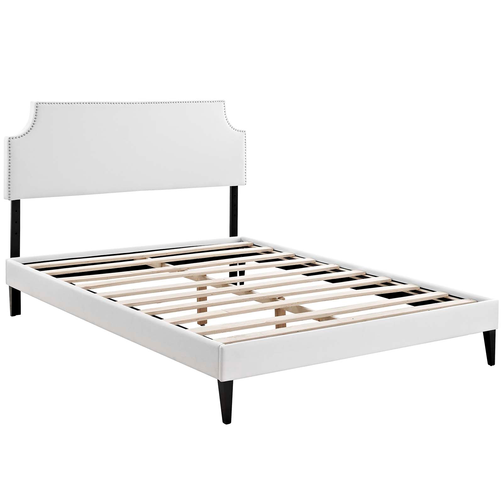 Corene Vinyl Full Platform Bed with Squared Tapered Legs by Modway