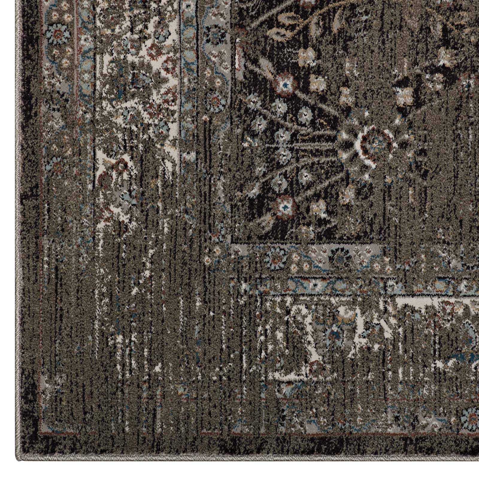 Berit Distressed Vintage Floral Lattice 5x8 Area Rug by Modway