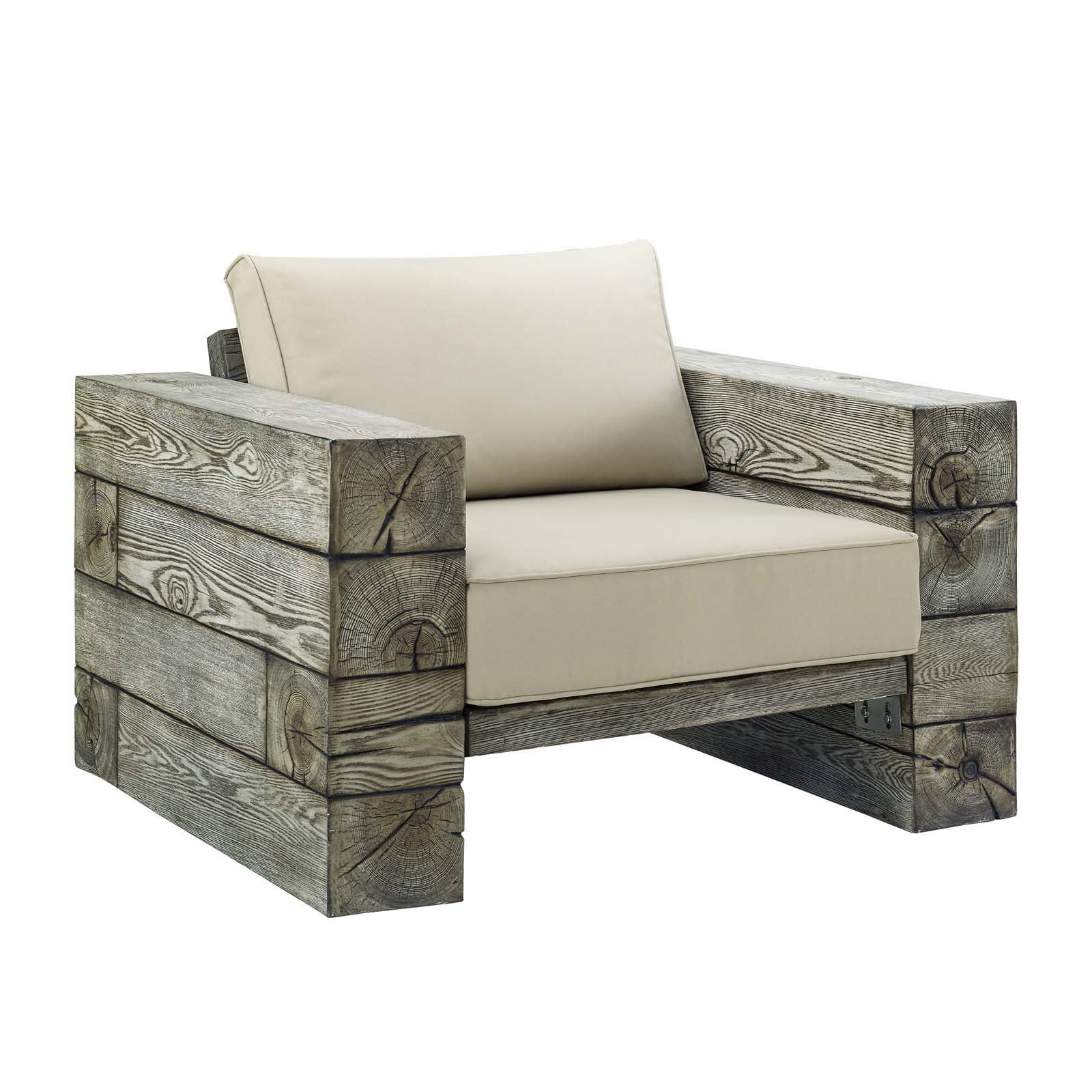 Manteo Rustic Coastal Outdoor Patio Sunbrella¨ Lounge Armchair Set of 2